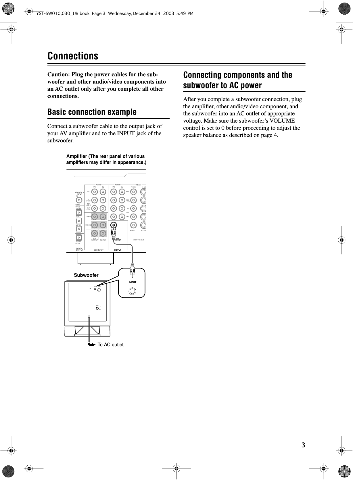 Page 7 of 12 - Yamaha  YST-SW010 Owner's Manual 01 Om