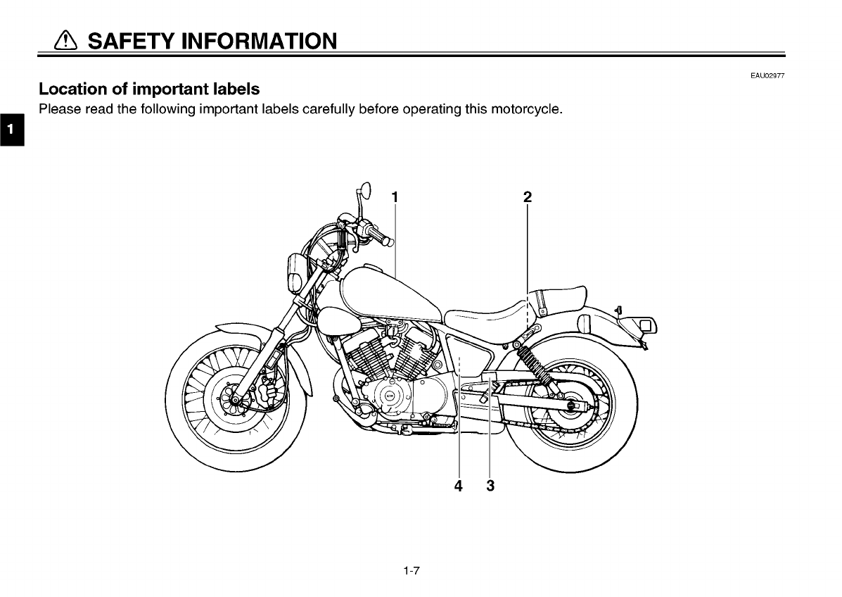Yamaha 2001 Virago 250 Owners Manual