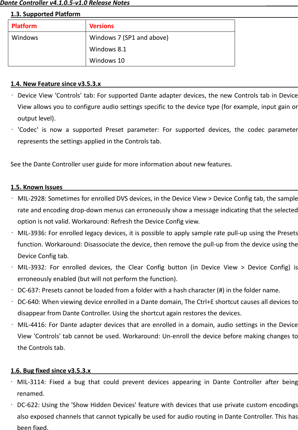 Page 2 of 3 - Yamaha  Dante Controller V4.1.0.x Release Notes AUD-RNO-Dante 4.1.0.x-v1.0