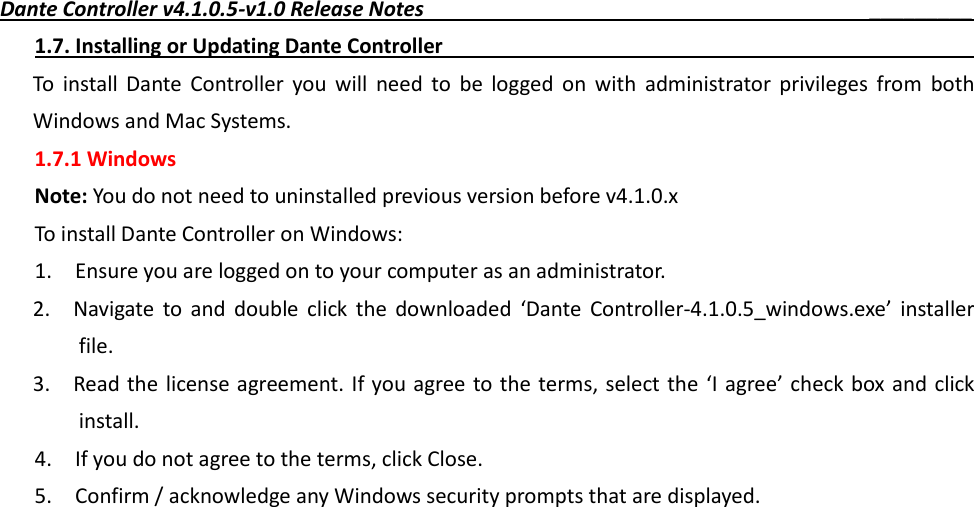 Page 3 of 3 - Yamaha  Dante Controller V4.1.0.x Release Notes AUD-RNO-Dante 4.1.0.x-v1.0