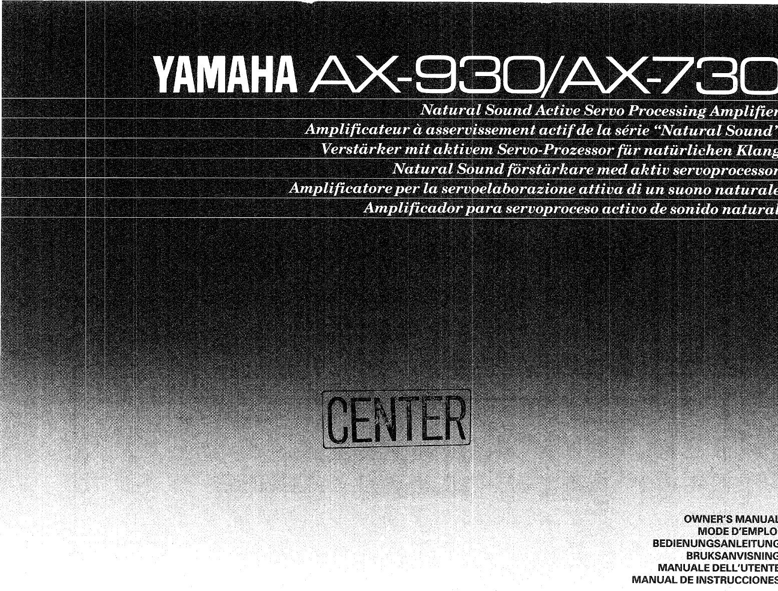 Page 1 of 12 - Yamaha .橡.ページ) AX-930 OWNER'S MANUAL