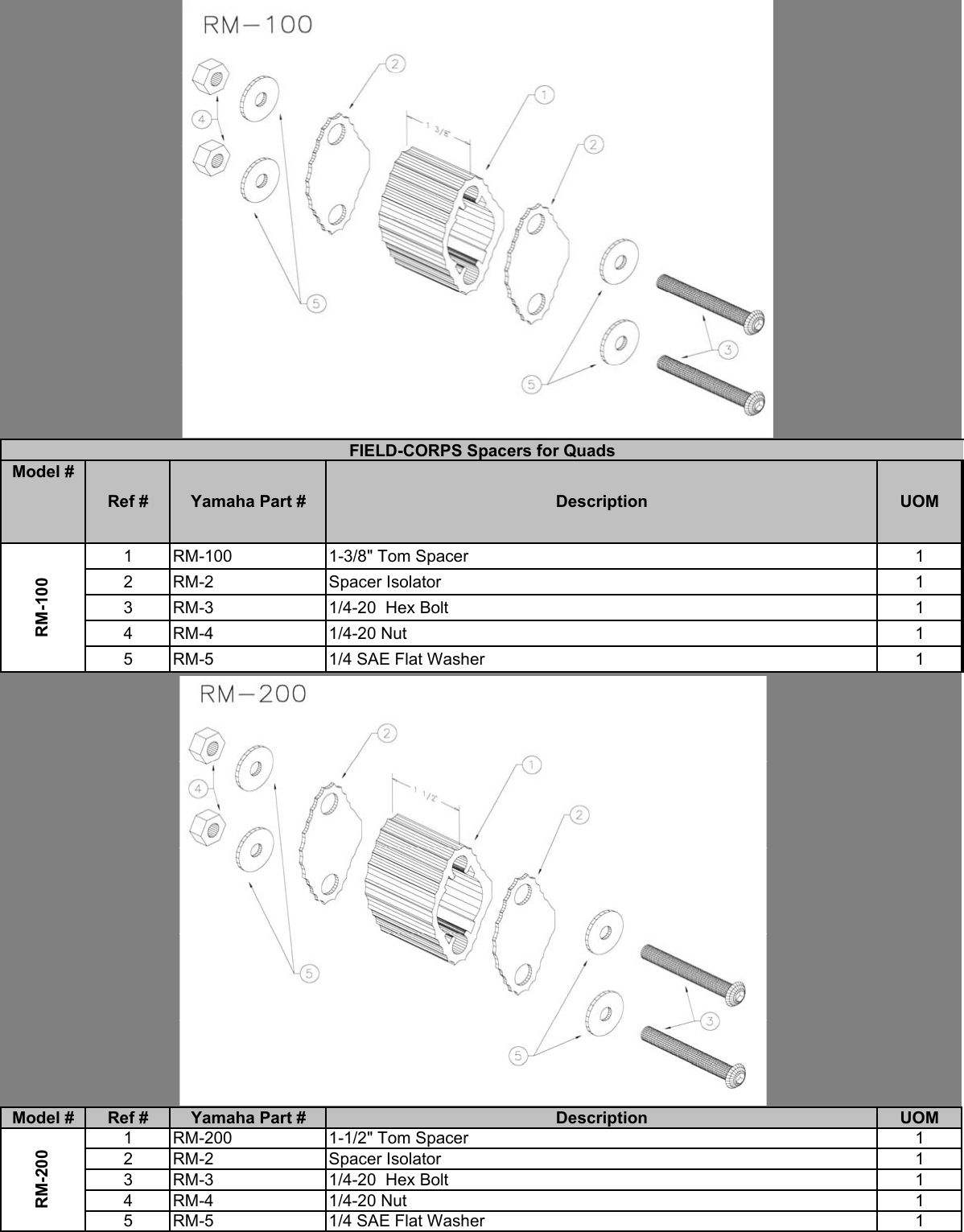 Page 7 of 8 - Yamaha Assemblys And Other Assorted Items Assemblies Spacers