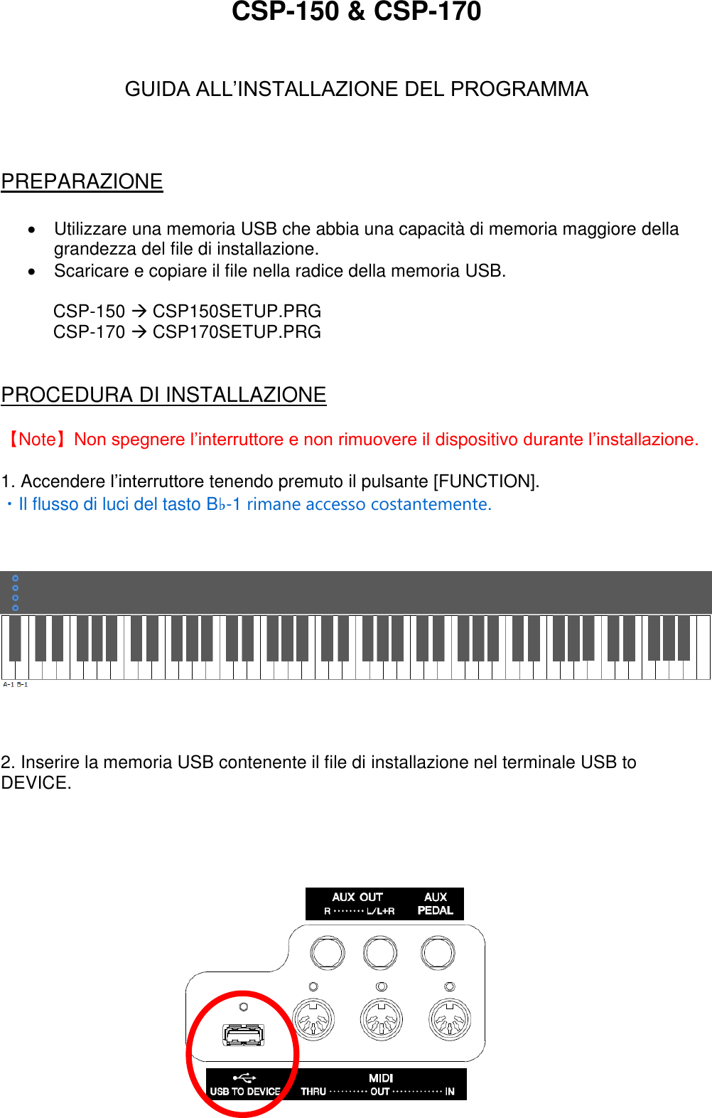 Page 1 of 3 - Yamaha  CSP-170/CSP-150 Install Guide(IT) CSP Program Installation Guide IT