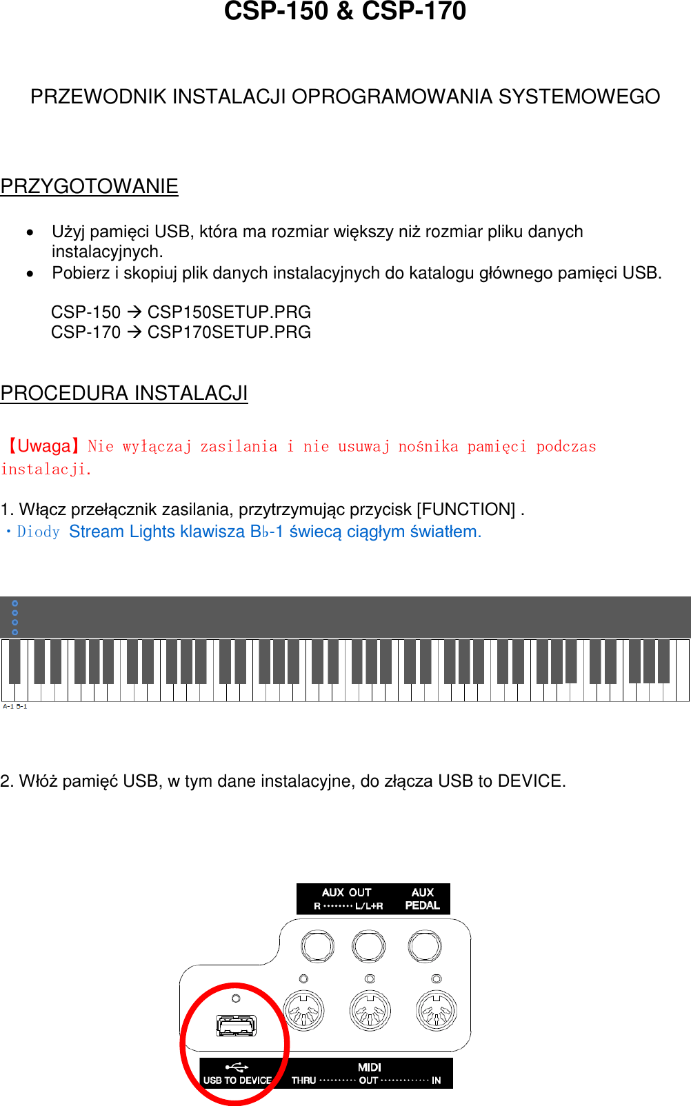 Page 1 of 3 - Yamaha  CSP-170/CSP-150 Install Guide(PL) CSP Program Installation Guide PL