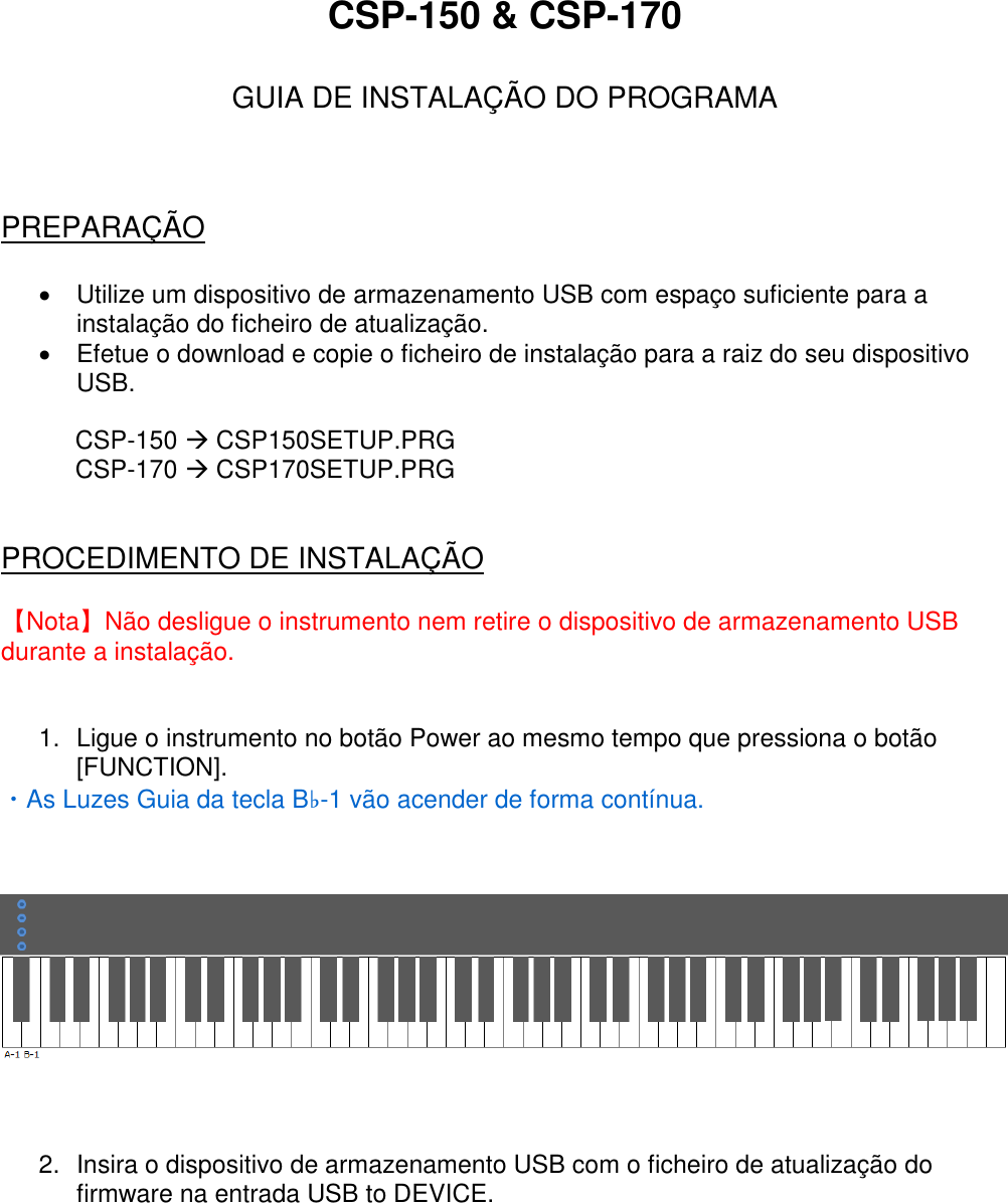 Page 1 of 3 - Yamaha  CSP-170/CSP-150 Install Guide(PT) CSP Program Installation Guide PT