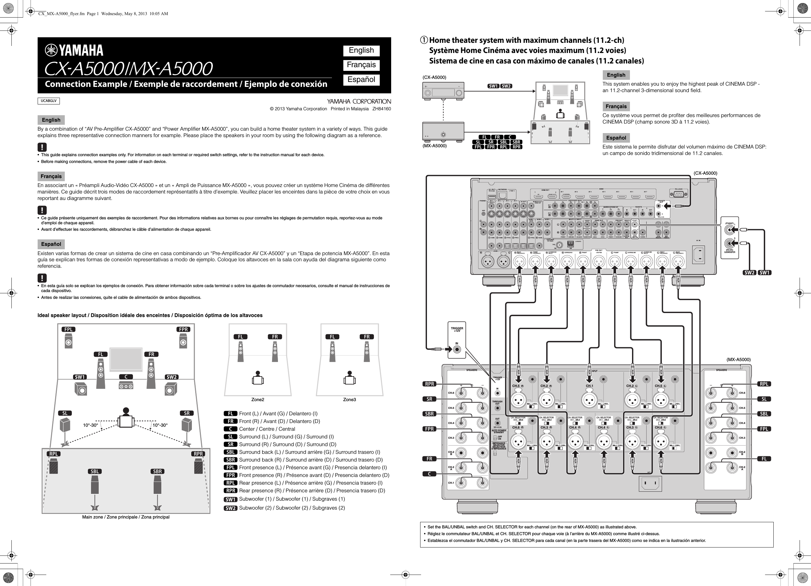 Page 1 of 2 - Yamaha  CX-A5000/MX-A5000 Connection Example CX-A5000 MX-A5000 Ce UCABGLV En Fr Es