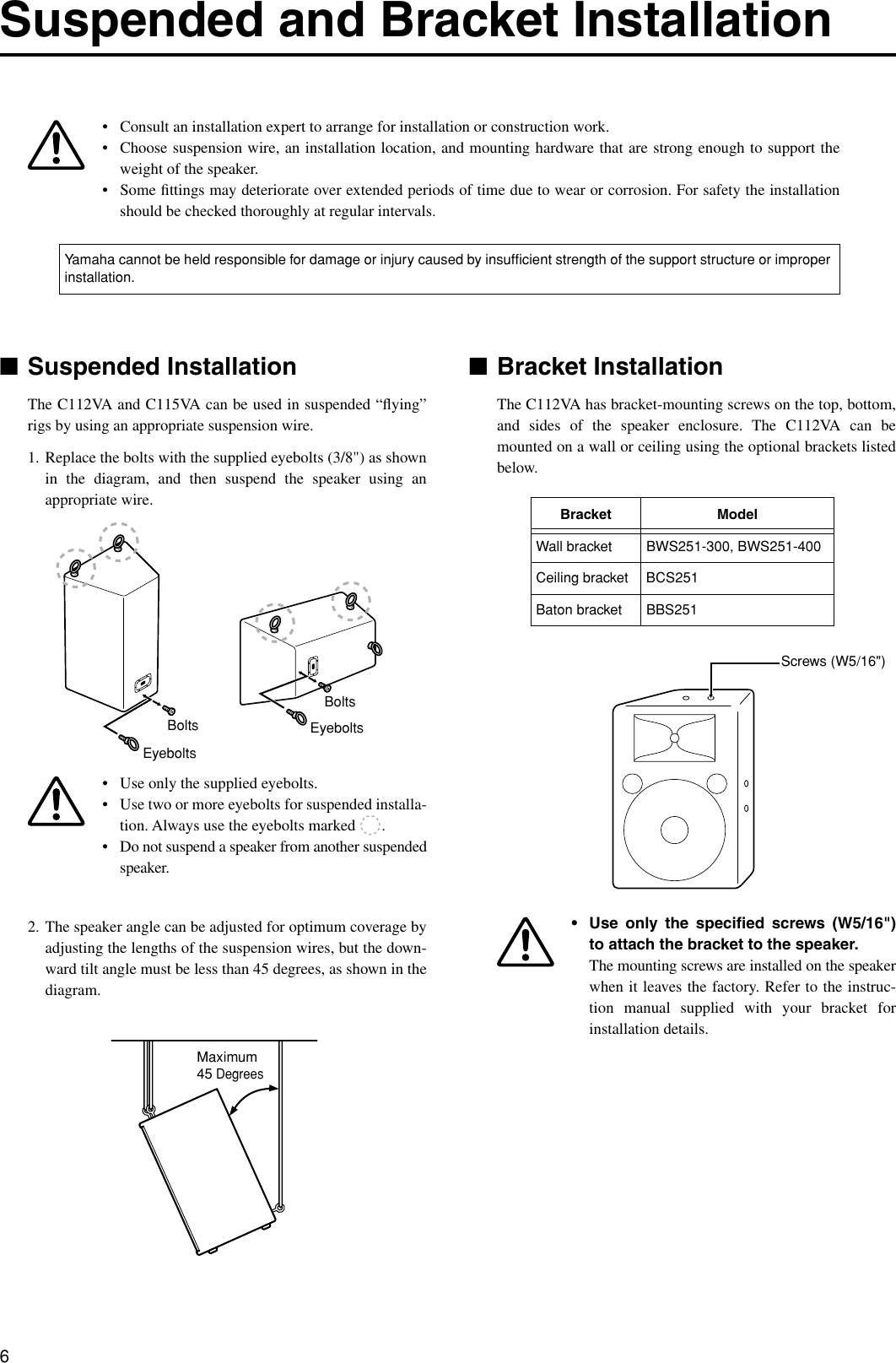 Page 6 of 11 - Yamaha Club-Series-Vc-Owners-Manual C112V/C115V/C215V/CM10V/CM12V/CM15V/C112VA/C115VA/CW115V/Cw118V/CW218V Owner's Manual  Yamaha-club-series-vc-owners-manual