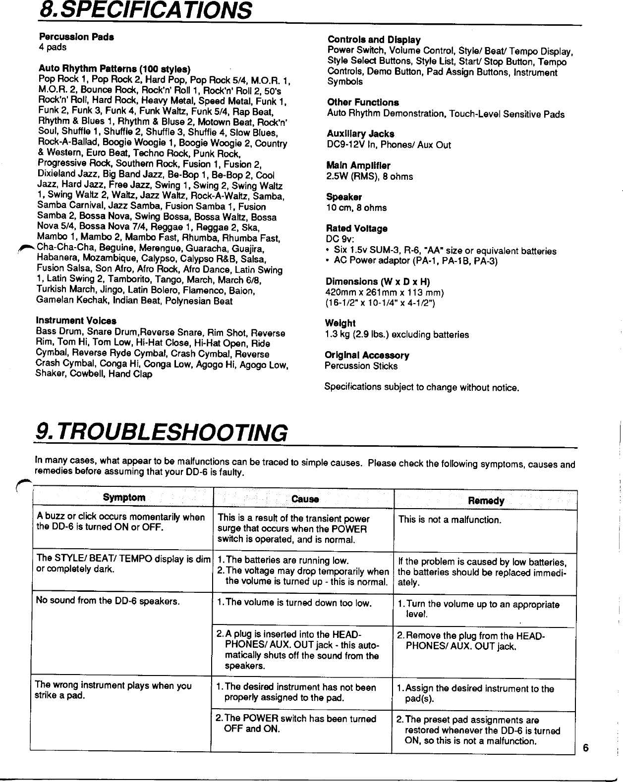 Page 7 of 8 - Yamaha DD-6 Owner's Manual (Image) DD6E