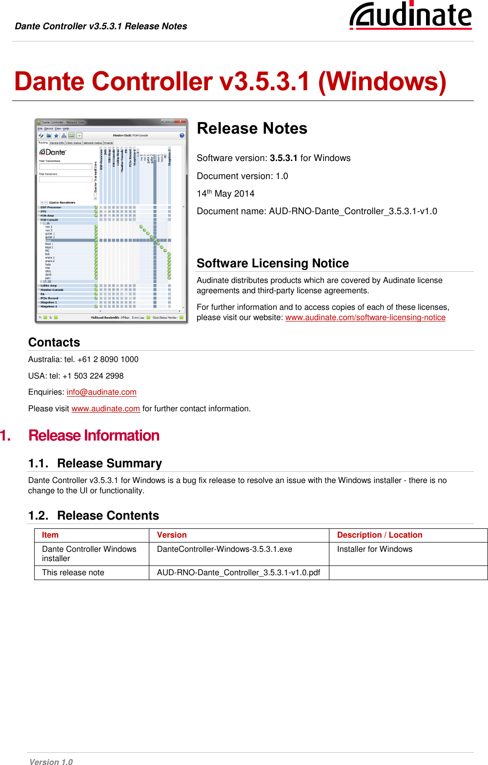 Page 1 of 2 - Yamaha Dante-Controller-V3-5-3-1-For-Win-Release-Notes Dante Controller V3.5.3.1 Release Notes  Yamaha-dante-controller-v3-5-3-1-for-win-release-notes