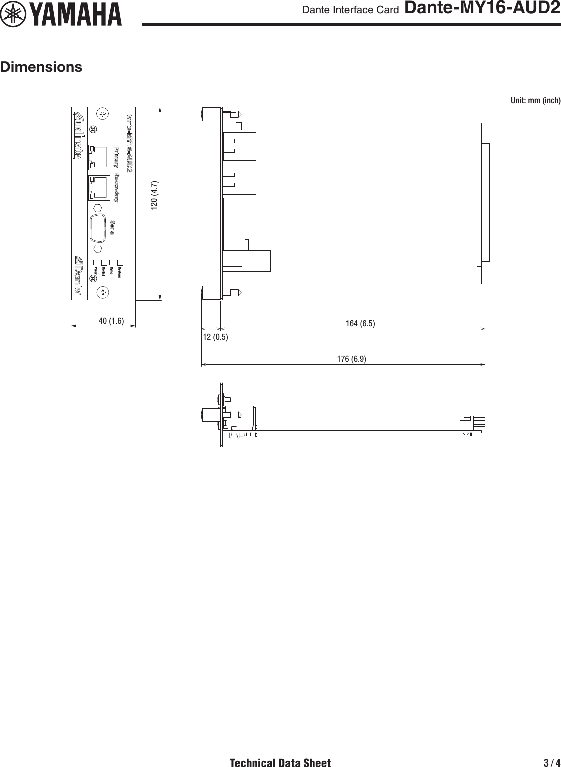 Page 3 of 4 - Yamaha Dante-MY16-AUD2 Data Sheet (Dante-MY16-AUD2) Datasheet