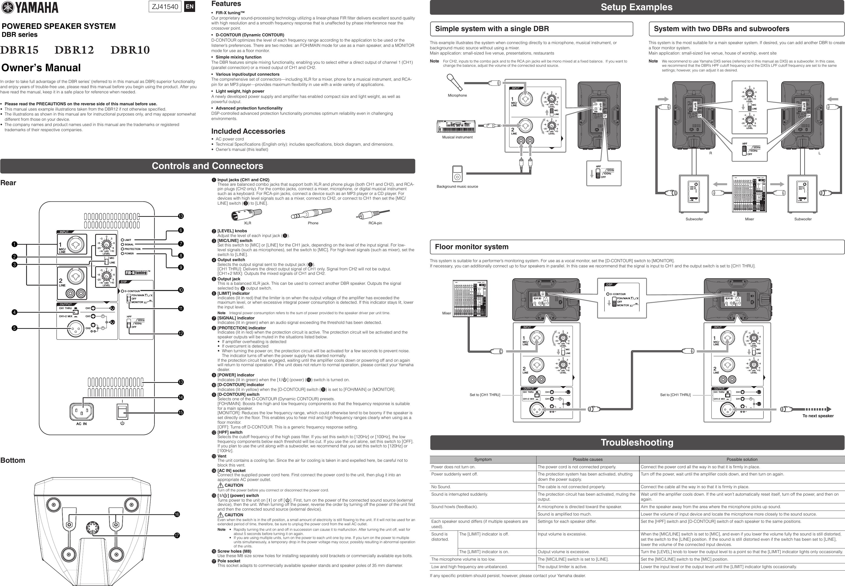 Page 1 of 2 - Yamaha Dbr15-Dbr12-Dbr10-Owners-Manual DBR15/DBR12/DBR10 Owner's Manual Yamaha-dbr15-dbr12-dbr10-owners-manual