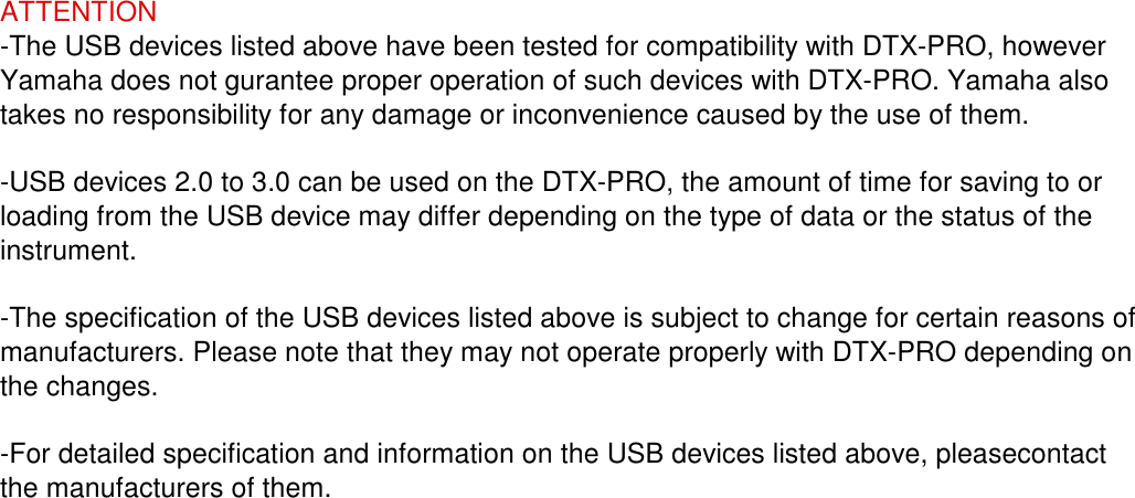 Page 3 of 3 - Yamaha  Compatible Device List For DTX-PRO ED En DTXPRO