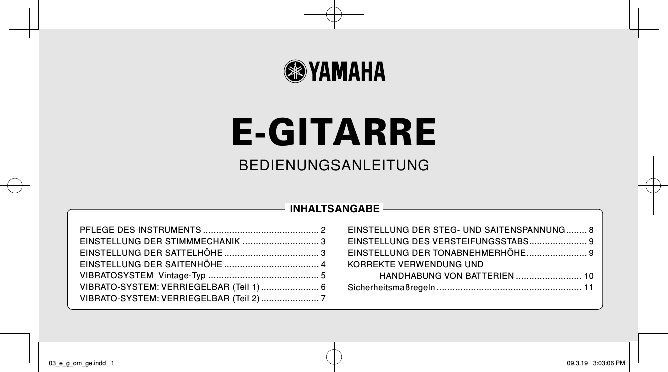 Yamaha Electric Guitar General Owner's Manual EG QC67530 Body Ge 