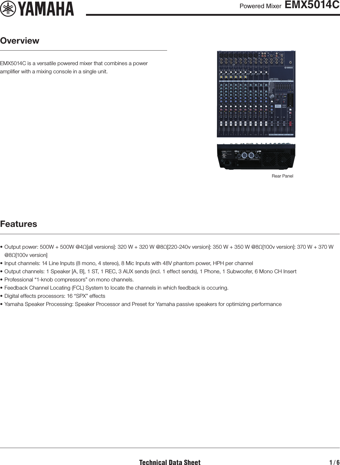 Yamaha EMX5014C Data Sheet (EMX5014C) Datasheet