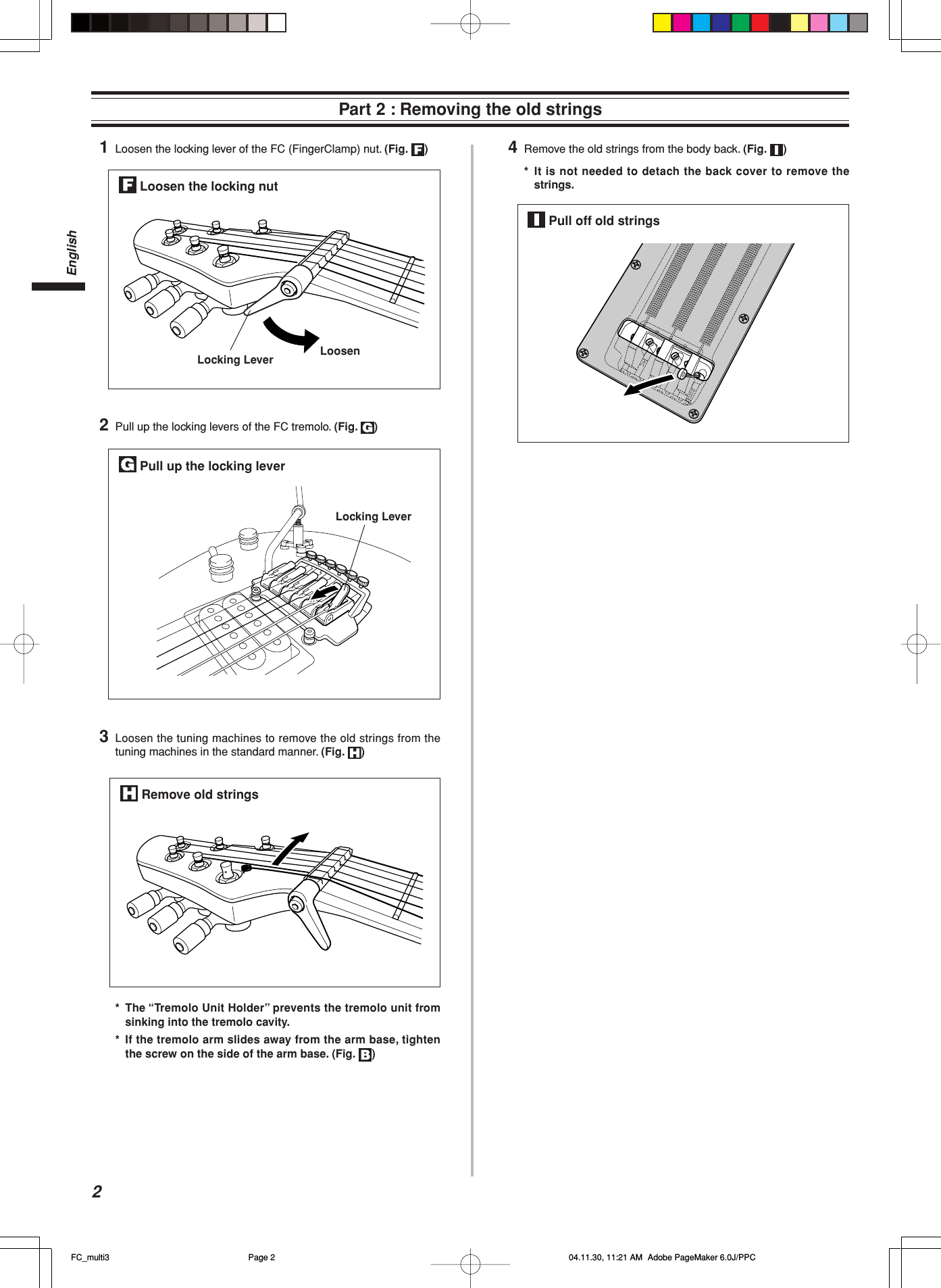 Page 2 of 4 - Yamaha  Finger Clamp Tremolo System Owner's Manual QC88670 EN