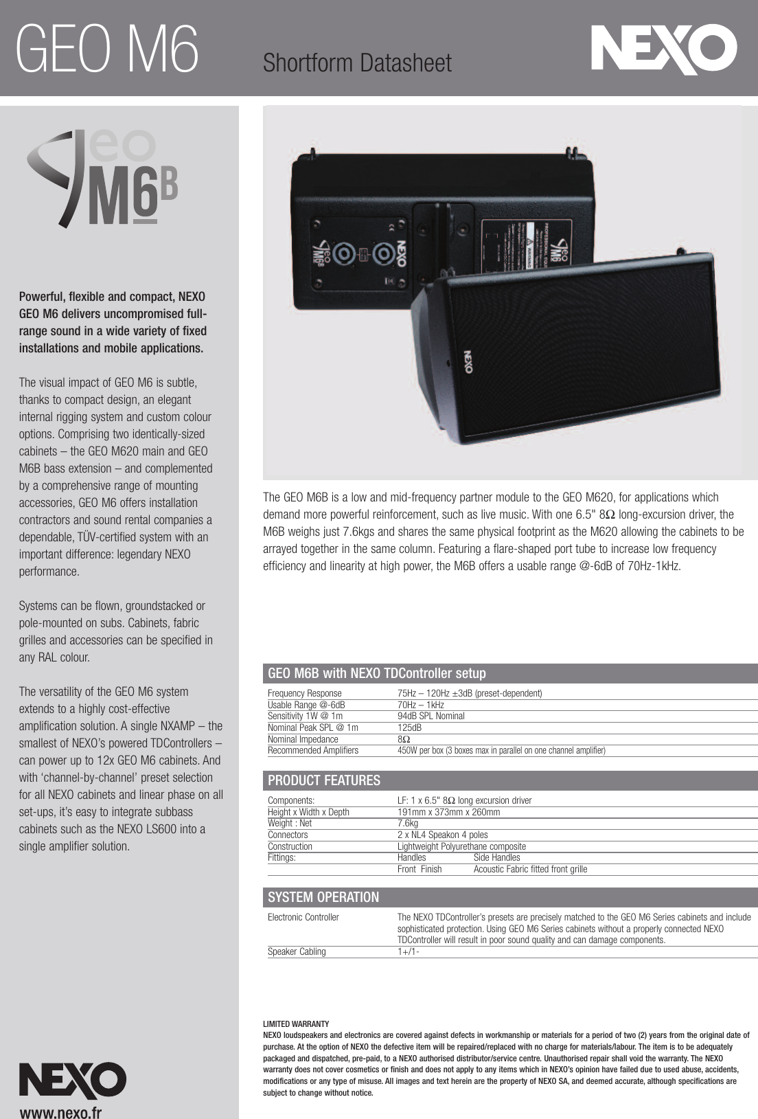 Yamaha Geo M6B Data Sheet Layout