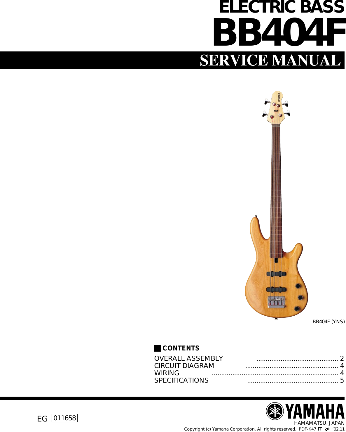 Page 1 of 5 - Yamaha Guitar-Bb404F-Users-Manual ELECTRIC BASS  Yamaha-guitar-bb404f-users-manual