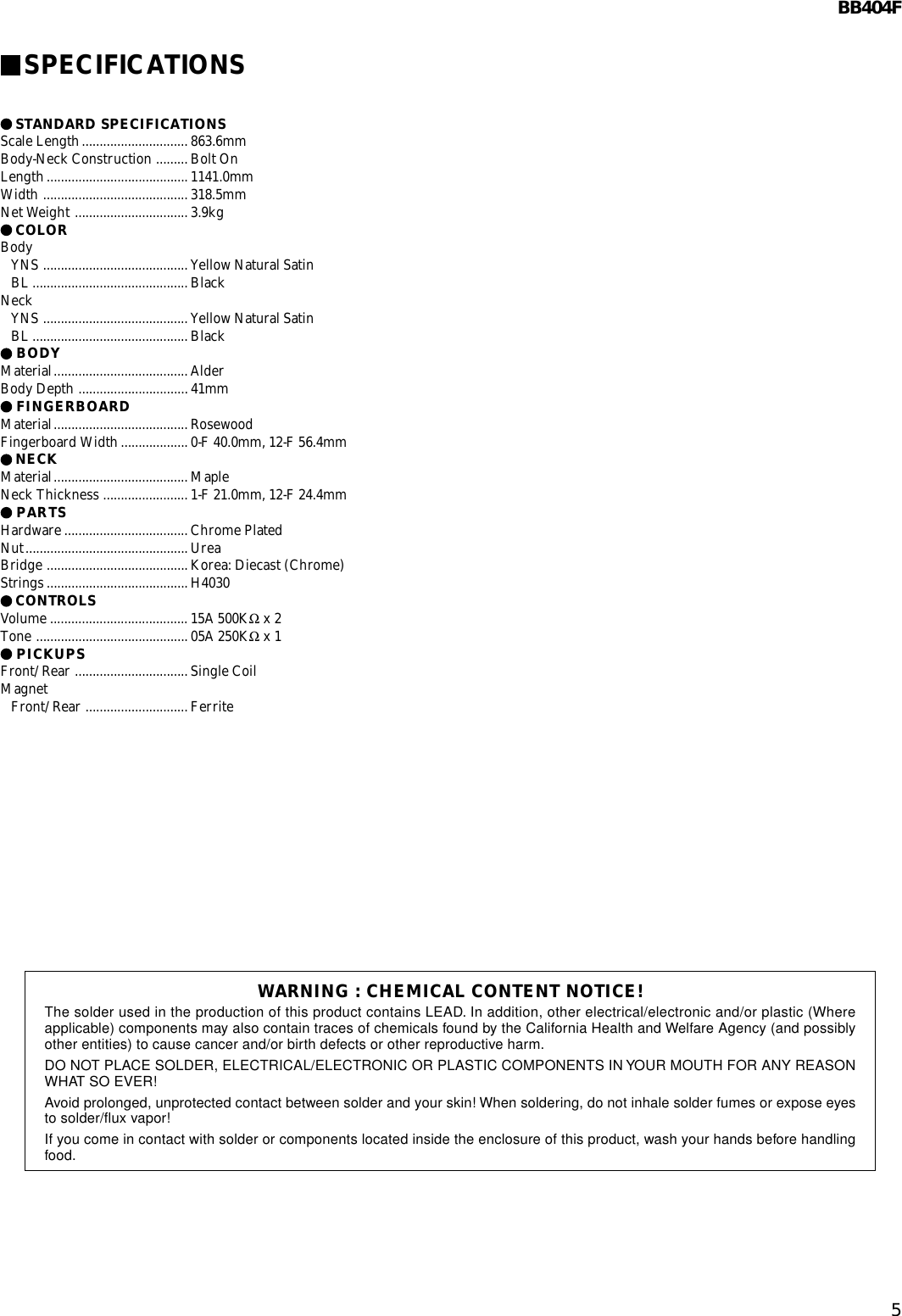 Page 5 of 5 - Yamaha Guitar-Bb404F-Users-Manual ELECTRIC BASS  Yamaha-guitar-bb404f-users-manual