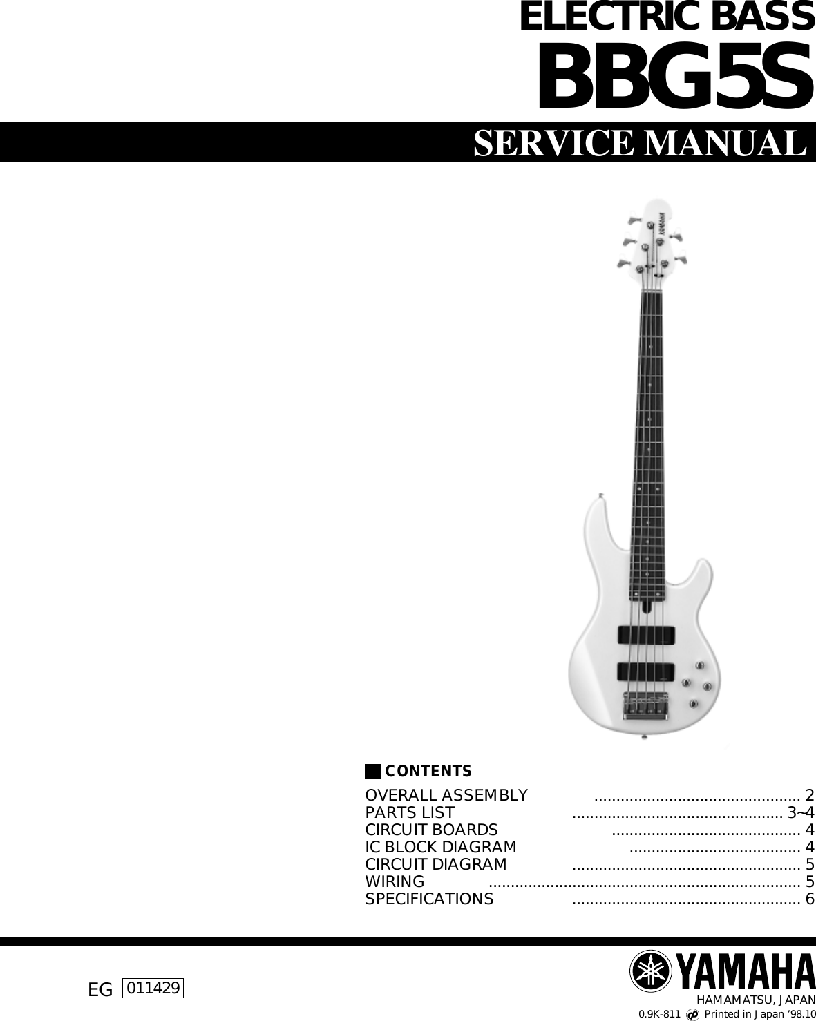 Yamaha Guitar Bbg5S Users Manual ELECTRIC BASS