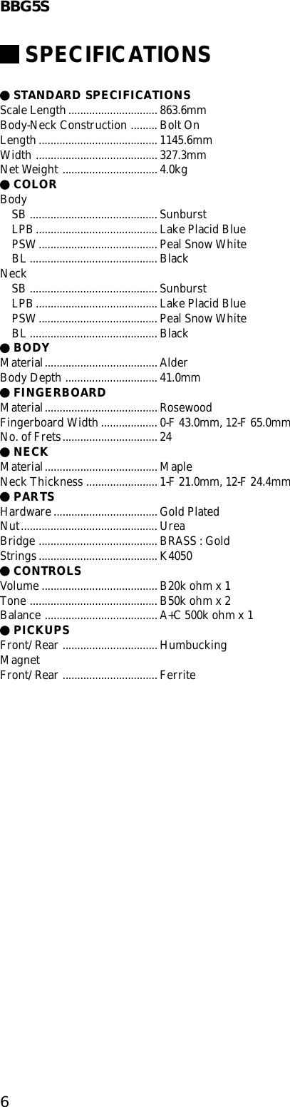 Page 6 of 6 - Yamaha Guitar-Bbg5S-Users-Manual ELECTRIC BASS  Yamaha-guitar-bbg5s-users-manual