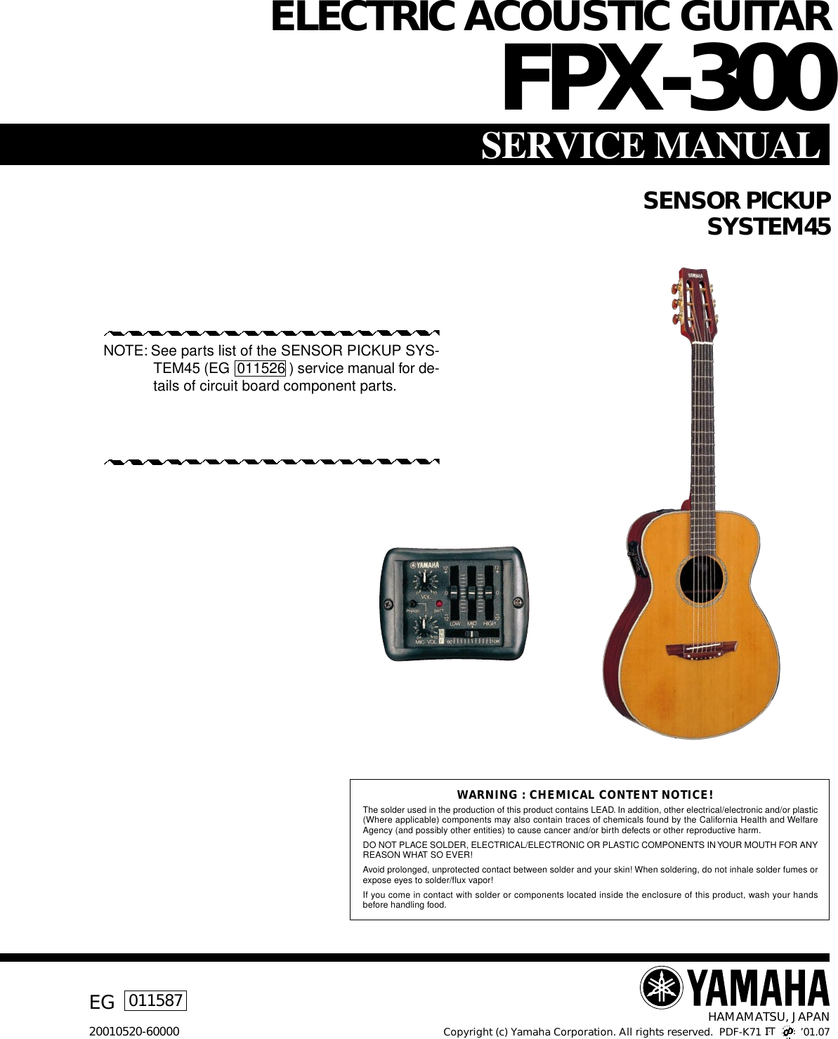 Page 1 of 1 - Yamaha Guitar-Fpx-300-Users-Manual ELECTRIC ACOUSTIC GUITAR Yamaha-guitar-fpx-300-users-manual