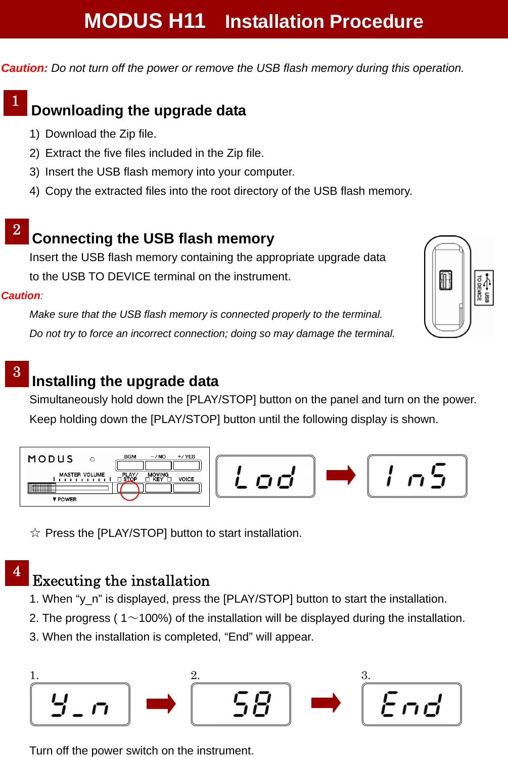Page 1 of 2 - Yamaha MODUS H11 Installation Procedure Firmware Upgrade - For En