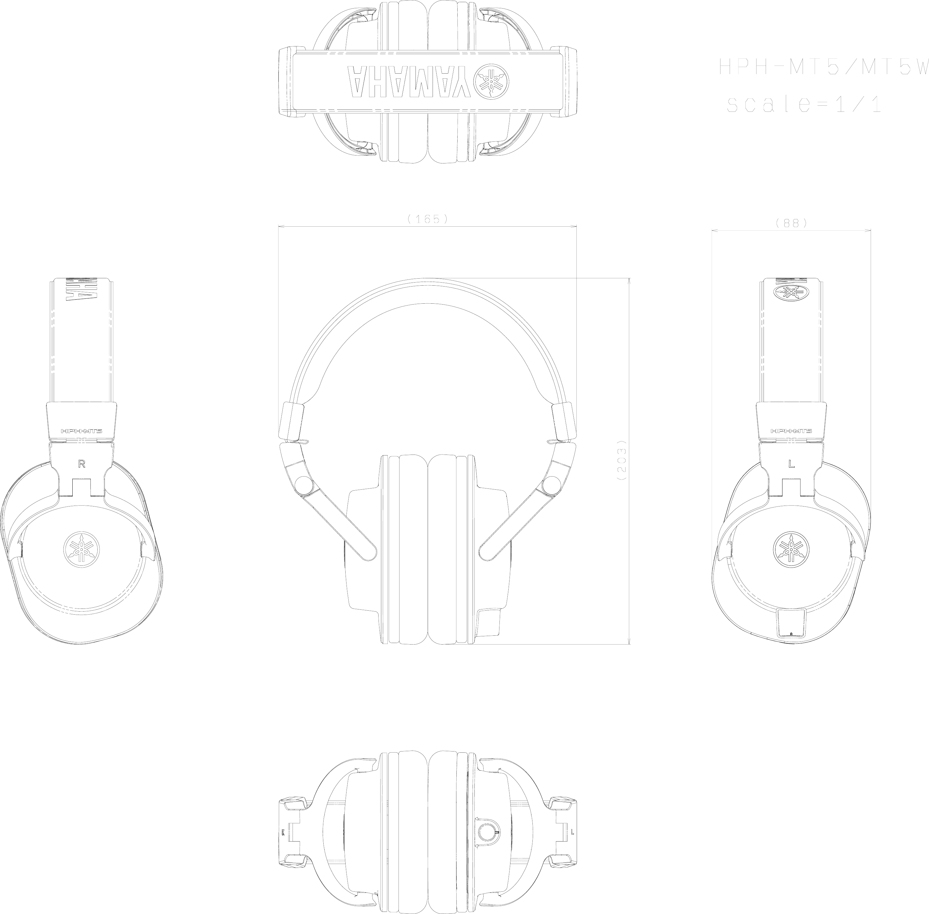 Page 1 of 1 - Yamaha HPH-MT5 Dimensions