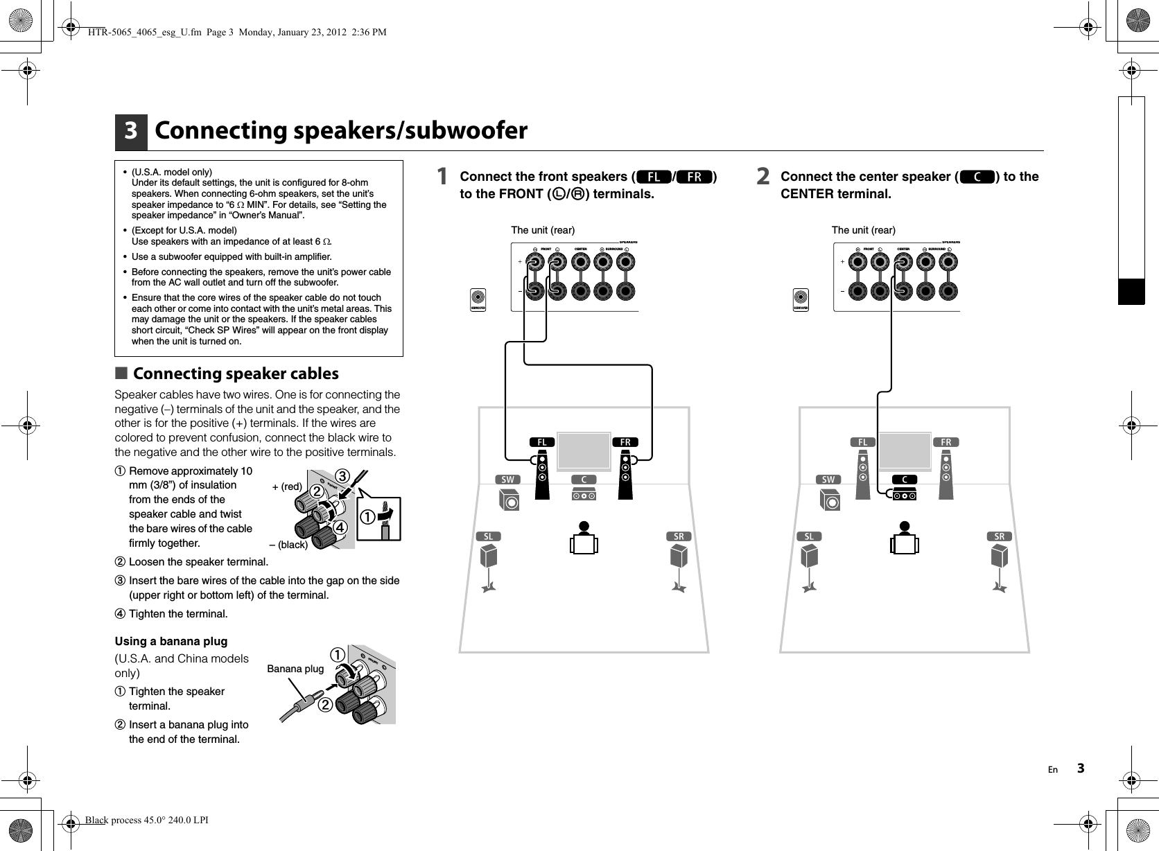 Page 3 of 8 - Yamaha HTR-5065/HTR-4065 Easy Setup Guide HTR-5065 4065 Esg U