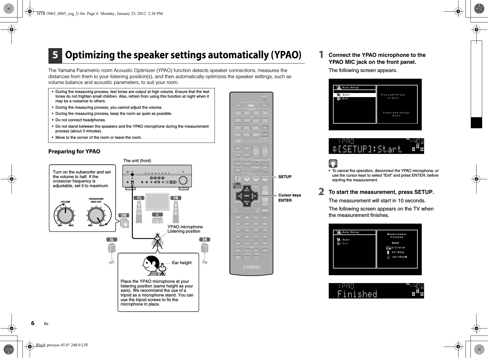 Page 6 of 8 - Yamaha HTR-5065/HTR-4065 Easy Setup Guide HTR-5065 4065 Esg U