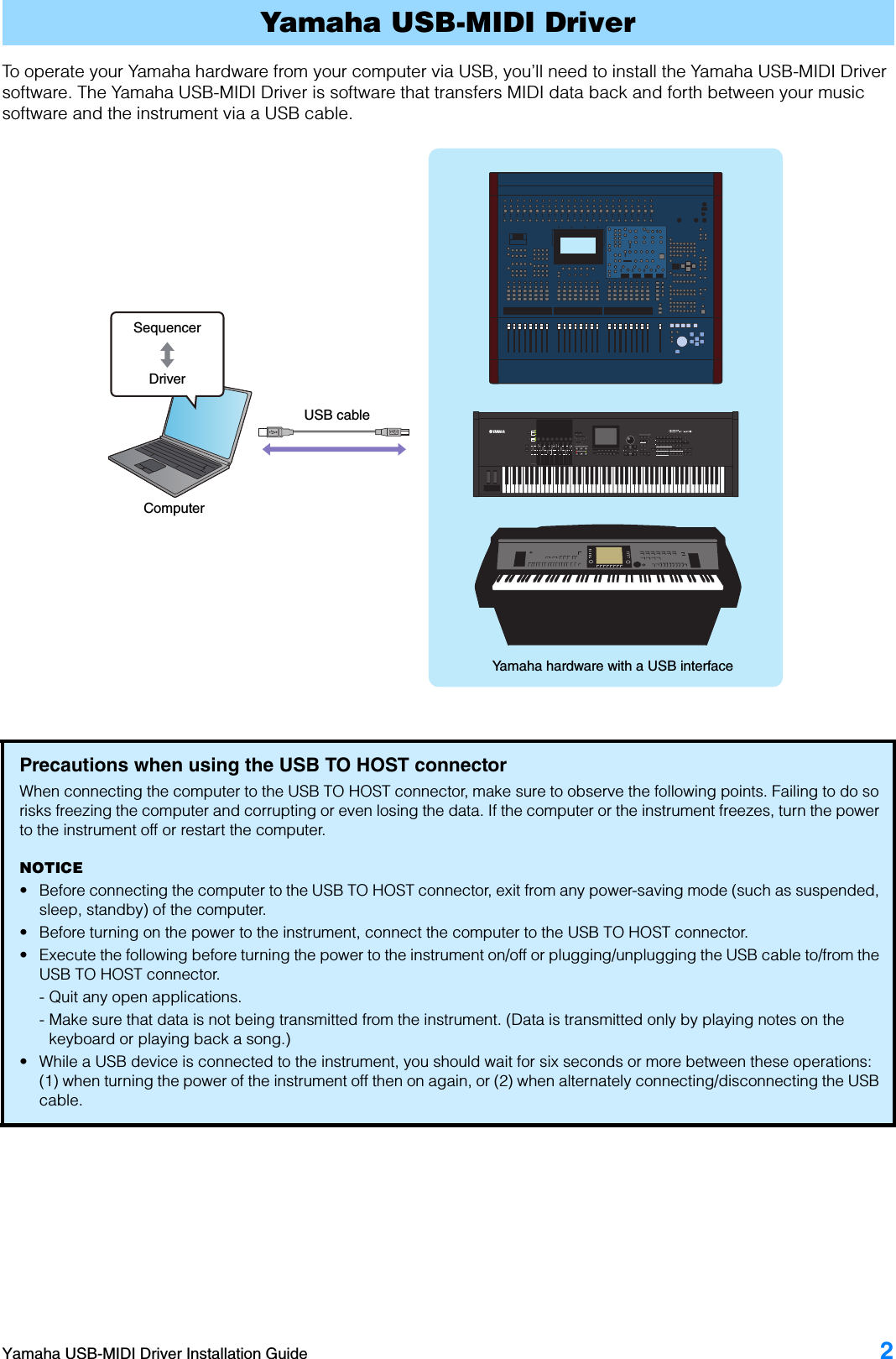 Page 2 of 8 - Yamaha USB MIDI Driver Installation Guide USB-MIDI En