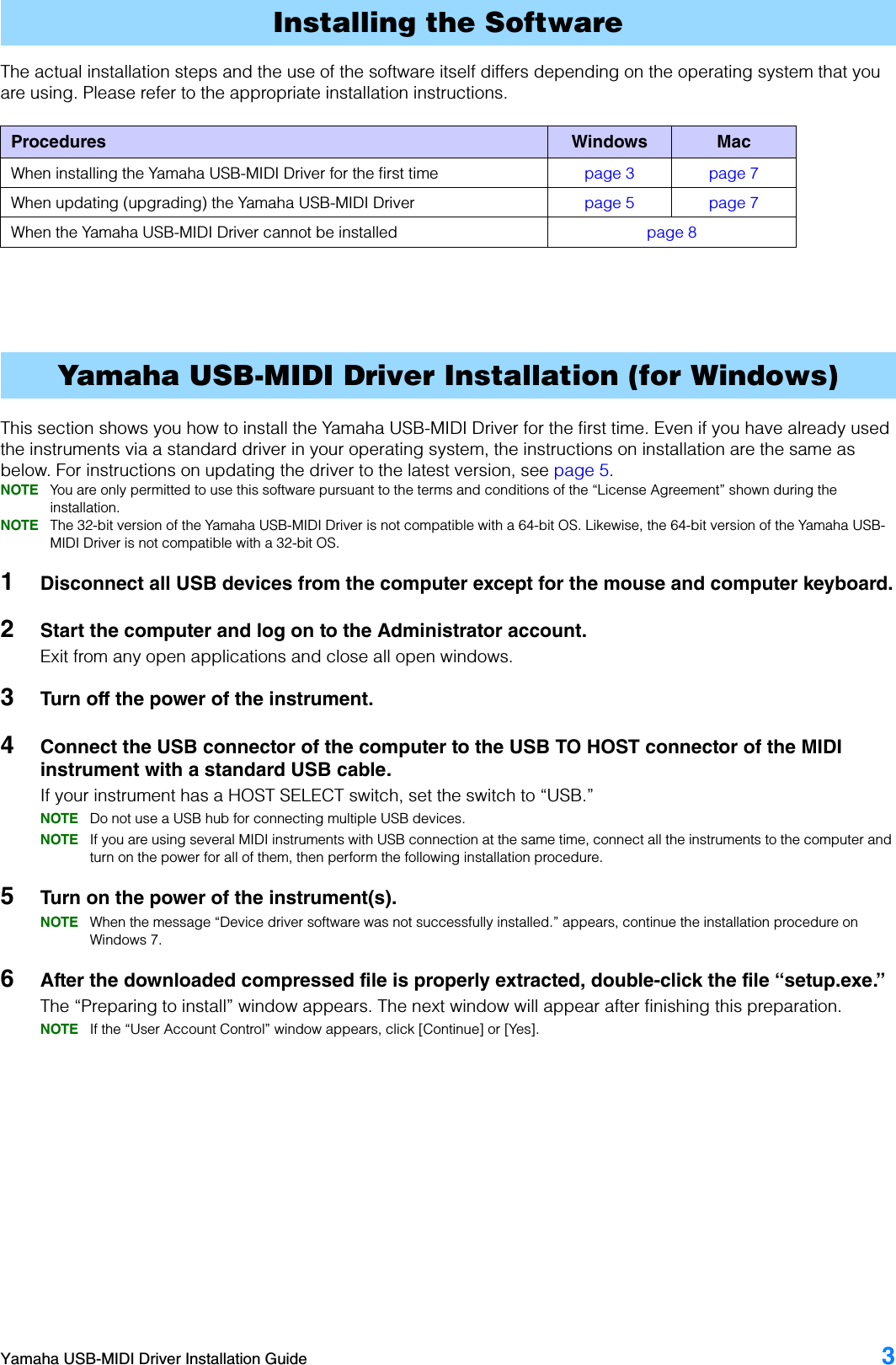 Page 3 of 8 - Yamaha USB MIDI Driver Installation Guide USB-MIDI En