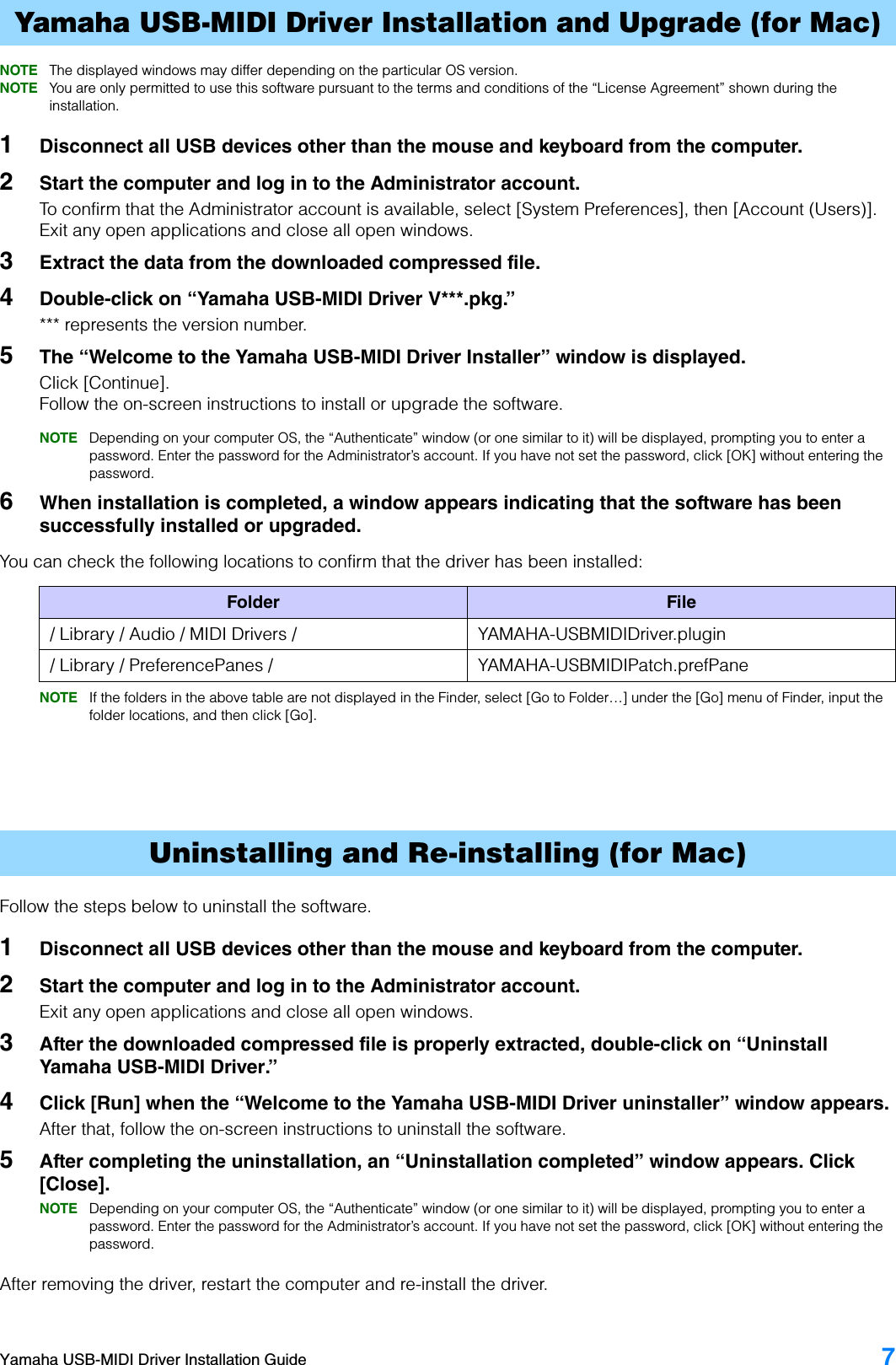 Page 7 of 8 - Yamaha USB MIDI Driver Installation Guide USB-MIDI En