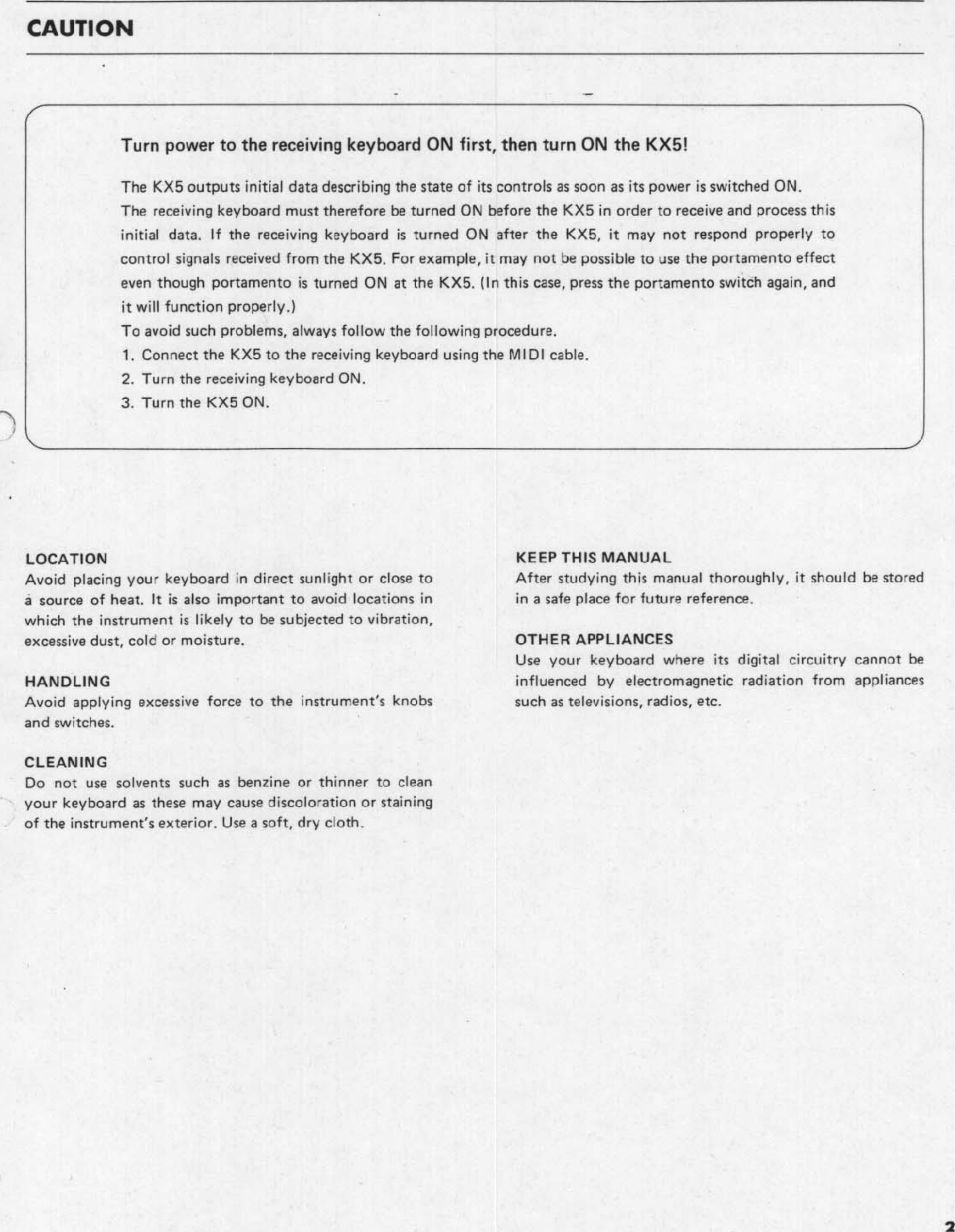 Page 3 of 8 - Yamaha  KX5 Owner's Manual (Image) KX5E