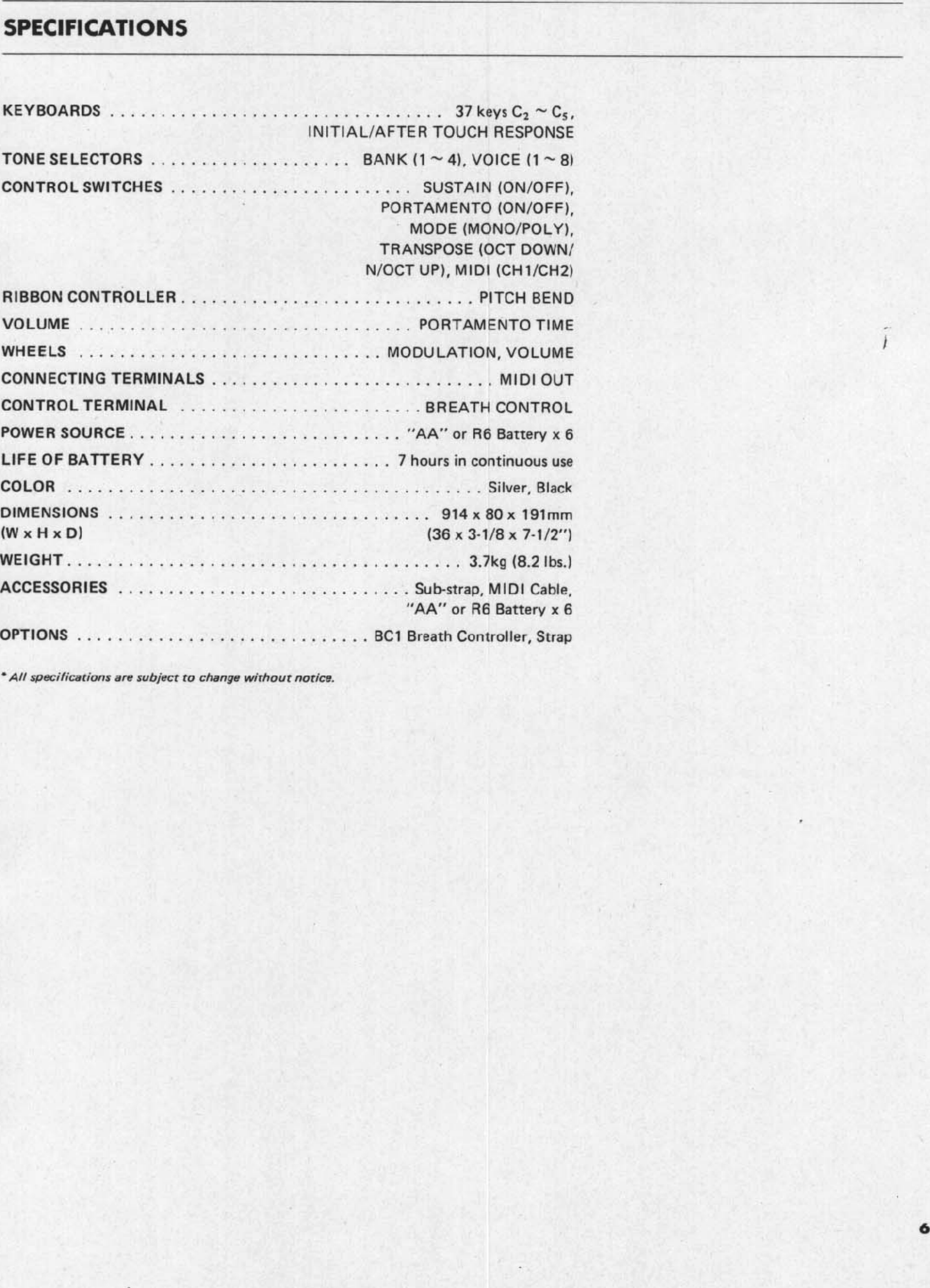 Page 7 of 8 - Yamaha  KX5 Owner's Manual (Image) KX5E