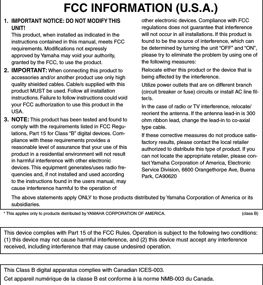 Page 3 of 3 - Yamaha  LMY4-MLF/LMY2-MLAB/LMY4-AD/LMY4-DA Owner's Manual LMY4MLE