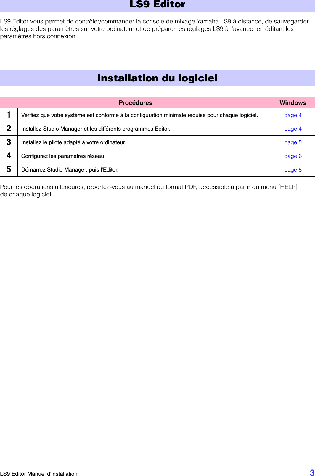 Page 3 of 9 - Yamaha LS9 Editor Installation Guide LS9-16/LS9-32 LS9editor Fr Ig C0