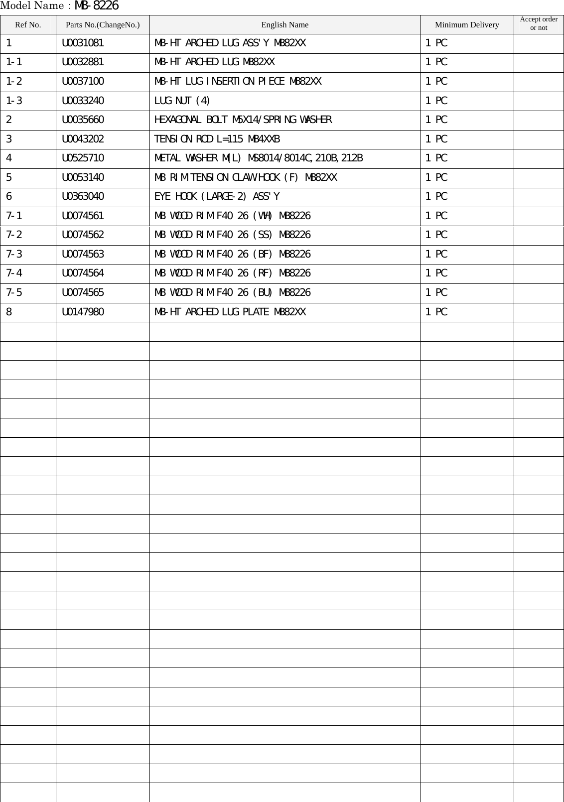 Page 2 of 2 - Yamaha PARTS MB-8226 Diagram