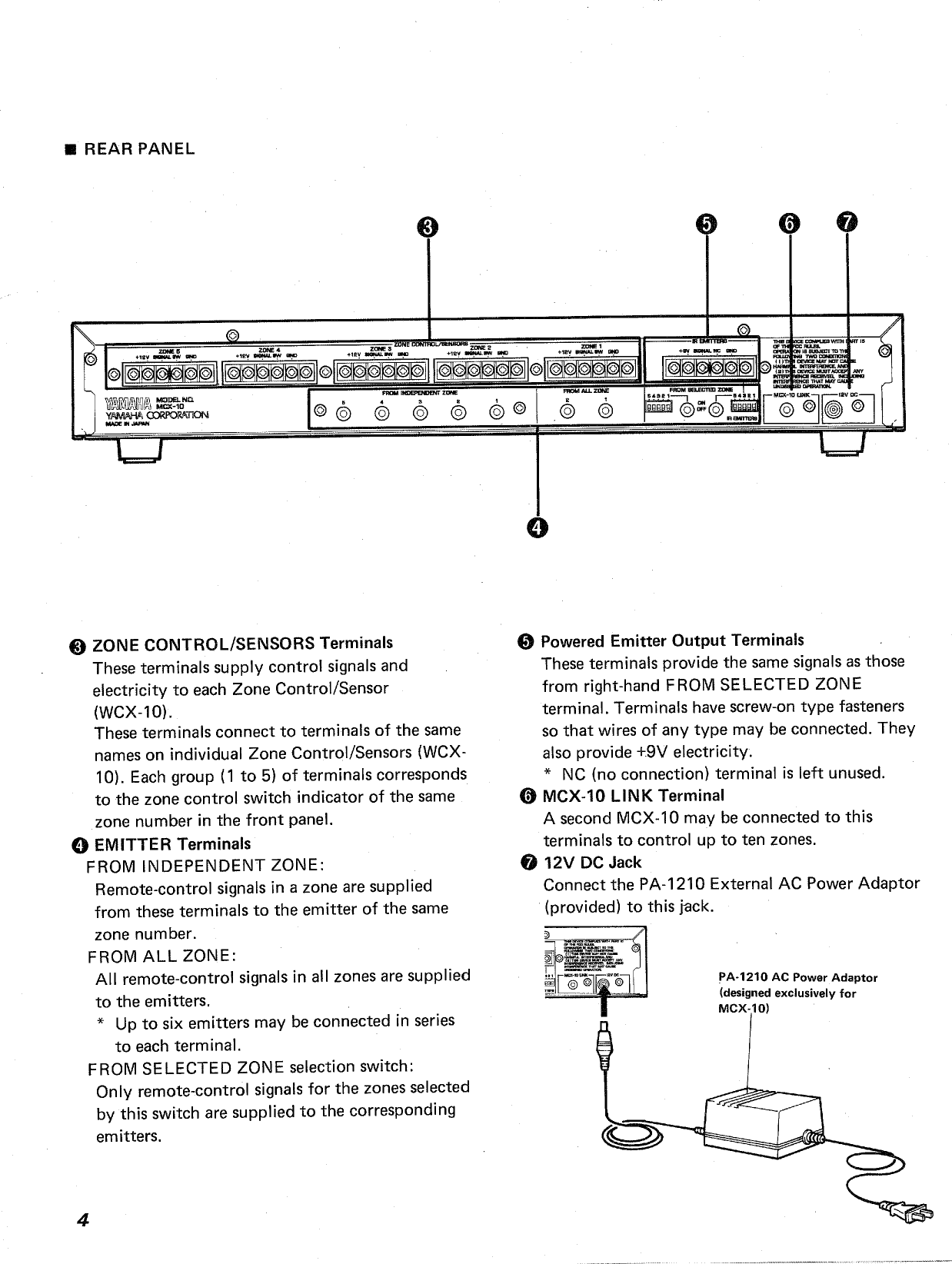 Page 4 of 6 - Yamaha .橡.ページ) MCX-10 OWNER'S MANUAL