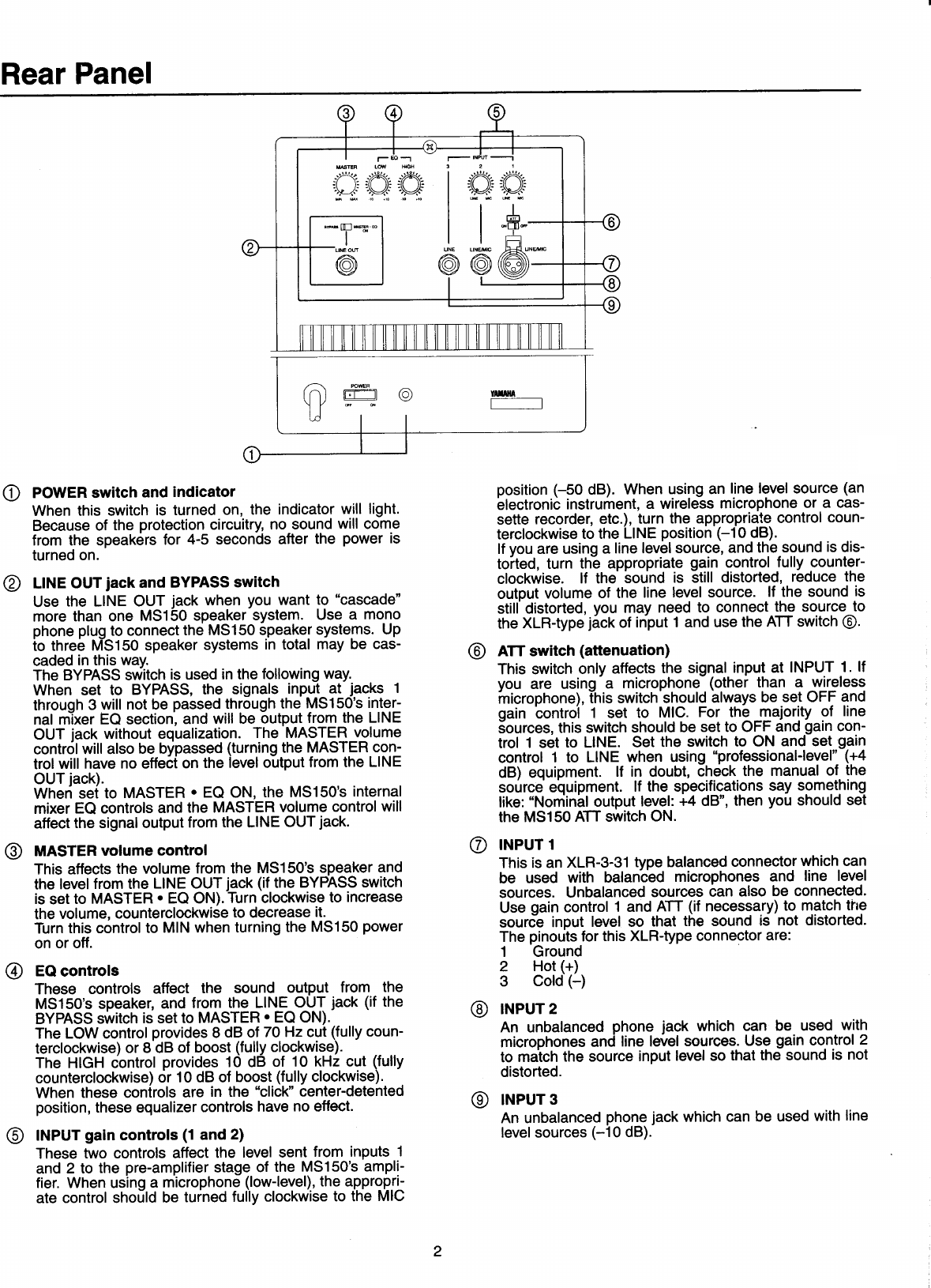 Page 4 of 8 - Yamaha  MS150 Owner's Manual (Image) MS150E