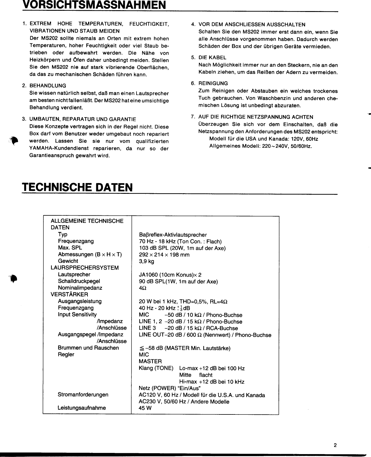 Yamaha Ms202 Owner S Manual Image Ms202g