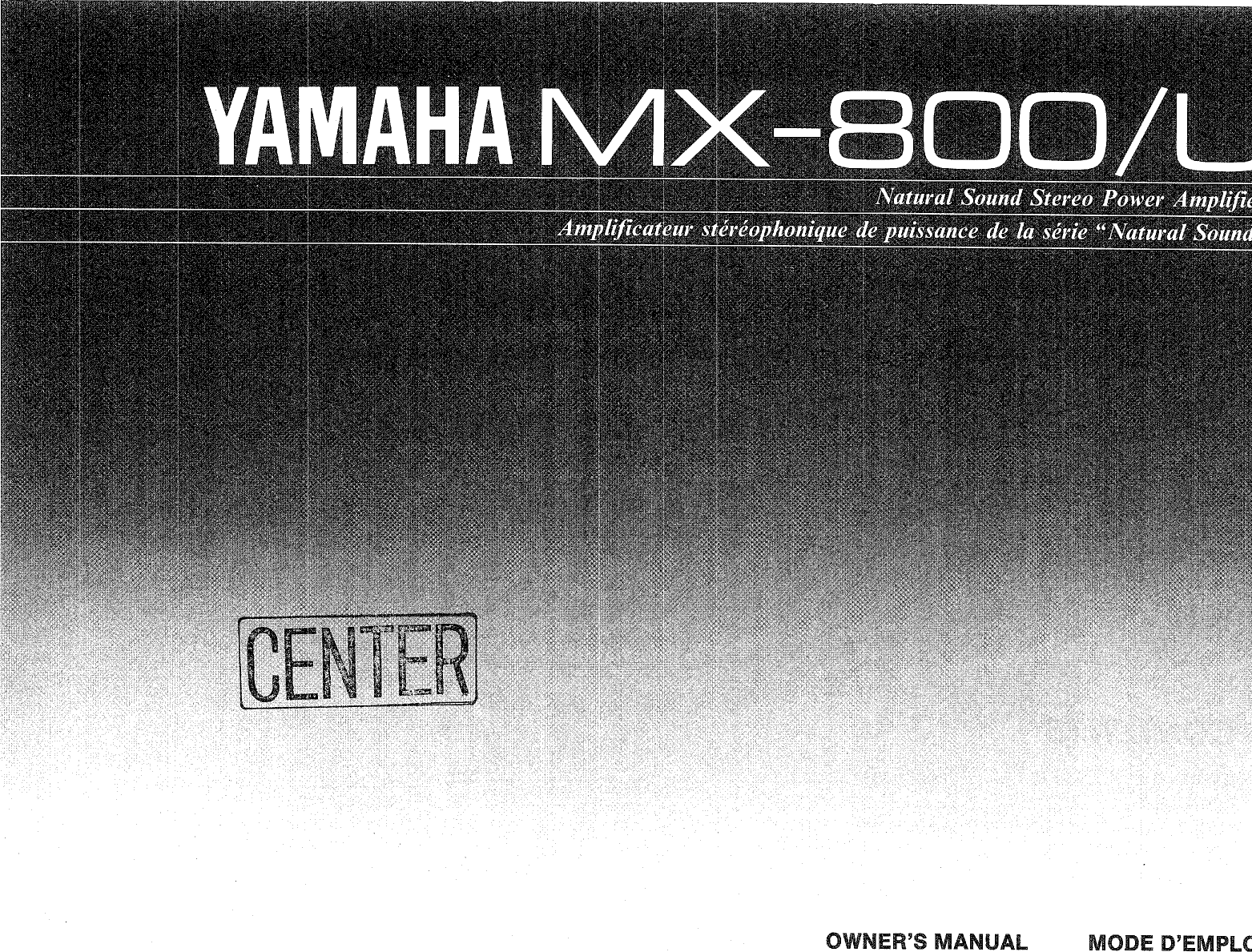 Page 1 of 12 - Yamaha .橡.ページ) MX-800 OWNER'S MANUAL