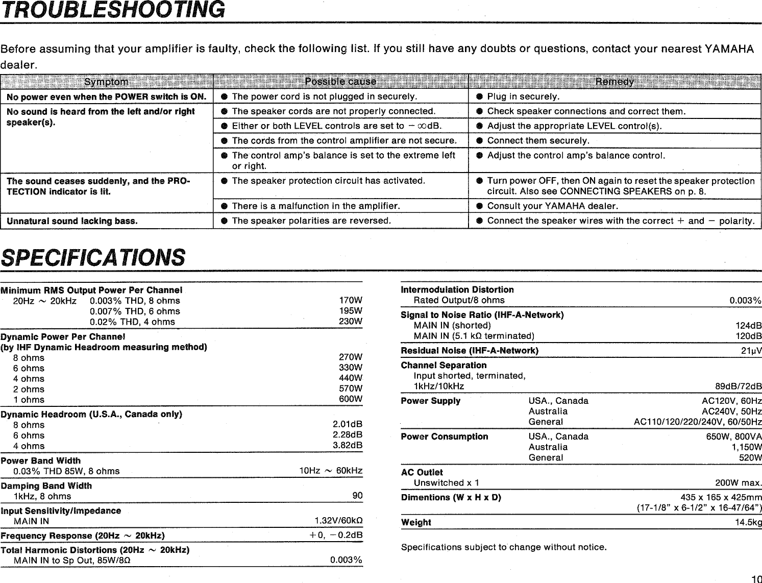 Page 11 of 12 - Yamaha .橡.ページ) MX-800 OWNER'S MANUAL