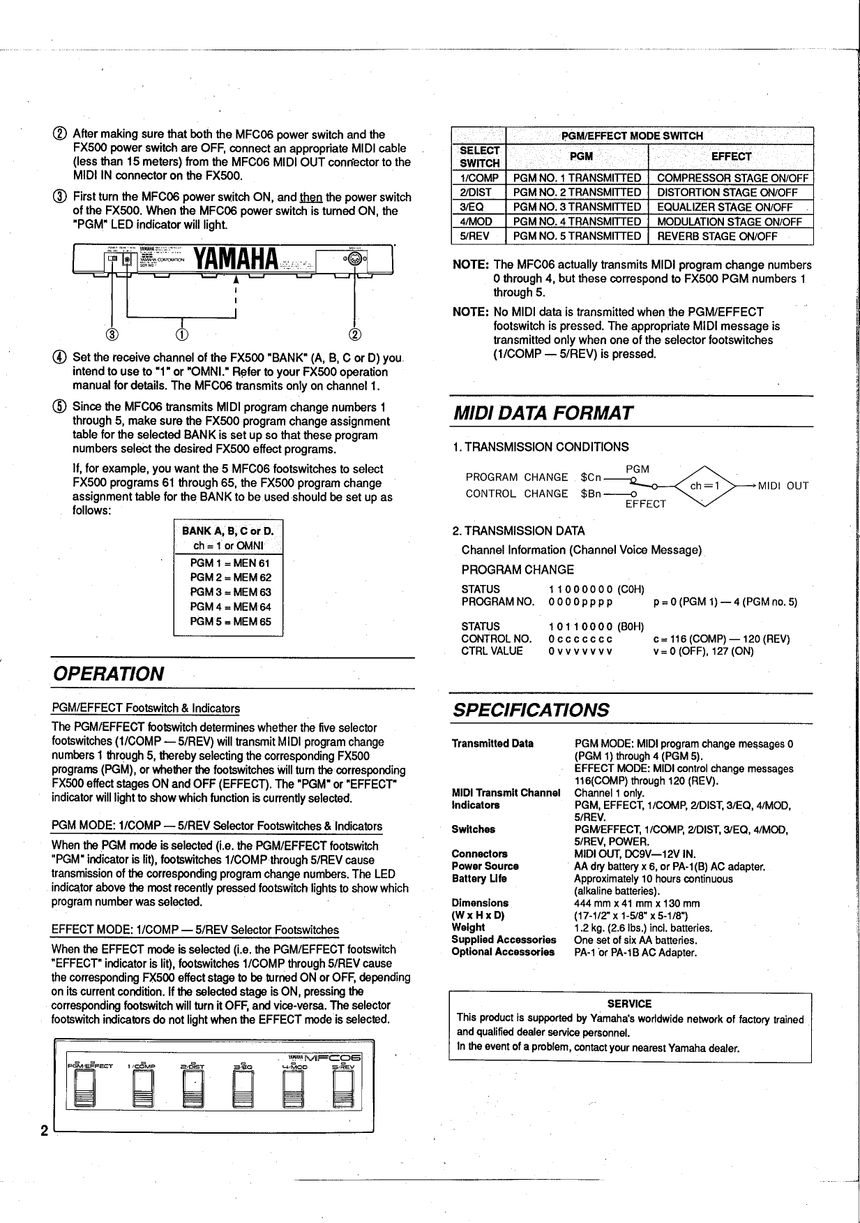 Page 2 of 8 - Yamaha Mfc06-Operation-Manual  Yamaha-mfc06-operation-manual