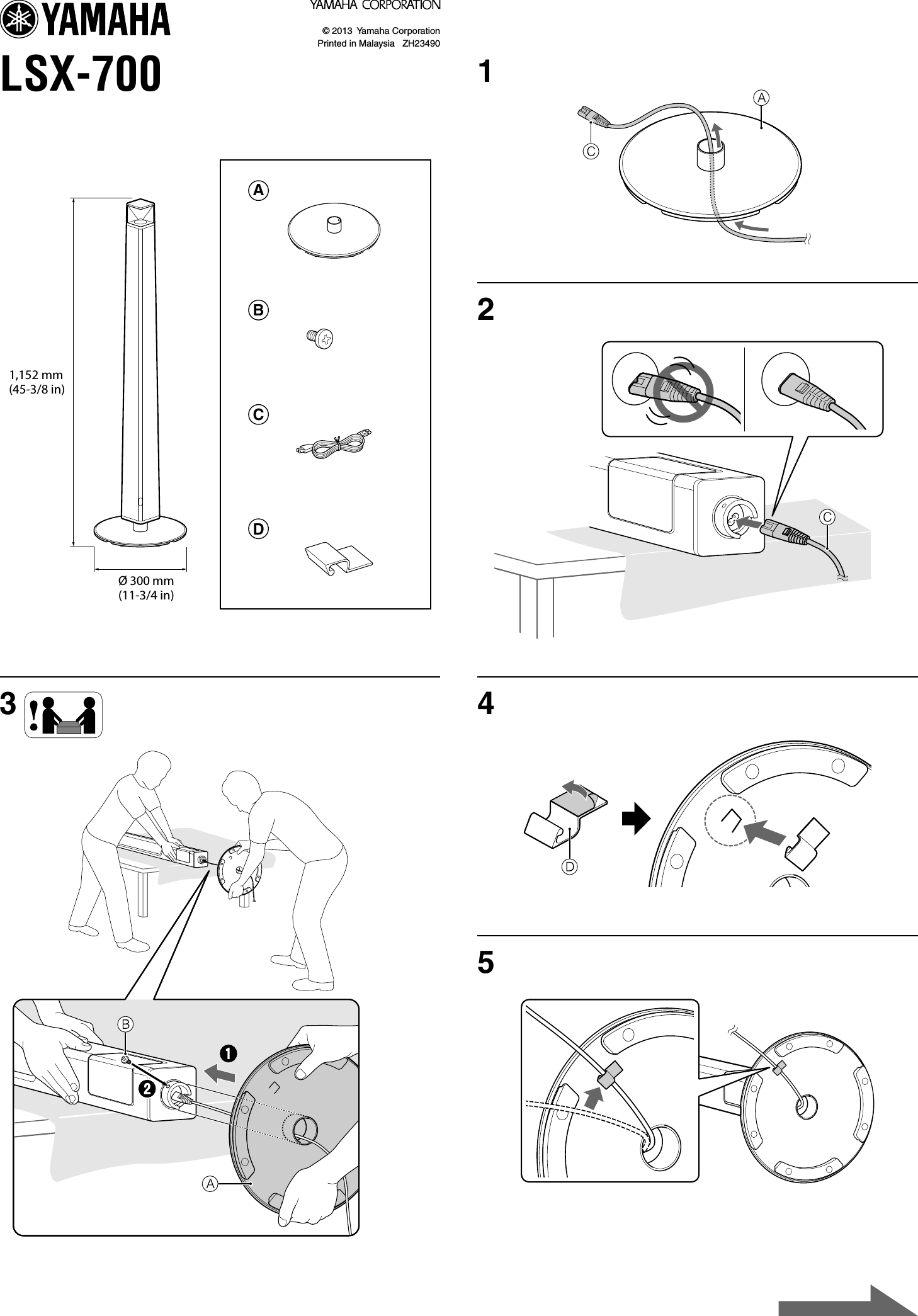 Page 1 of 2 - Yamaha  LSX-700 Assembly Guide NEW Web ZH23490 Ag All En Fr De Sv It Es Nl Ru Zh Ko Ja