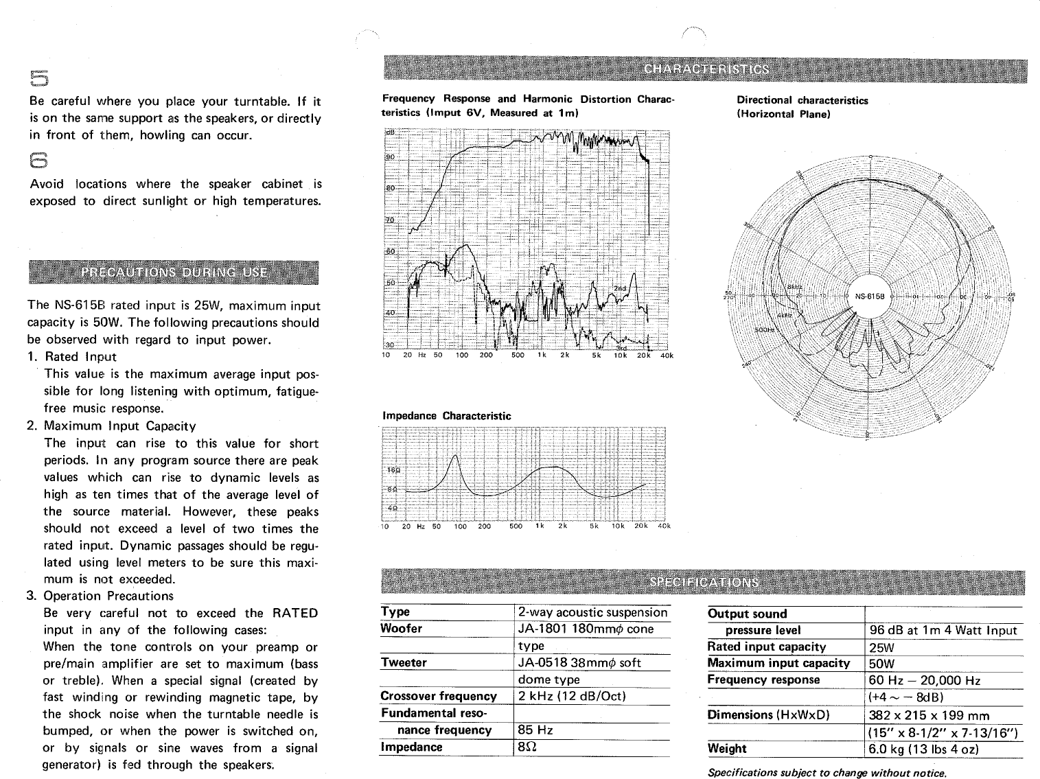 Page 3 of 4 - Yamaha .橡.ページ) NS-615 OWNER'S MANUAL NS-615B