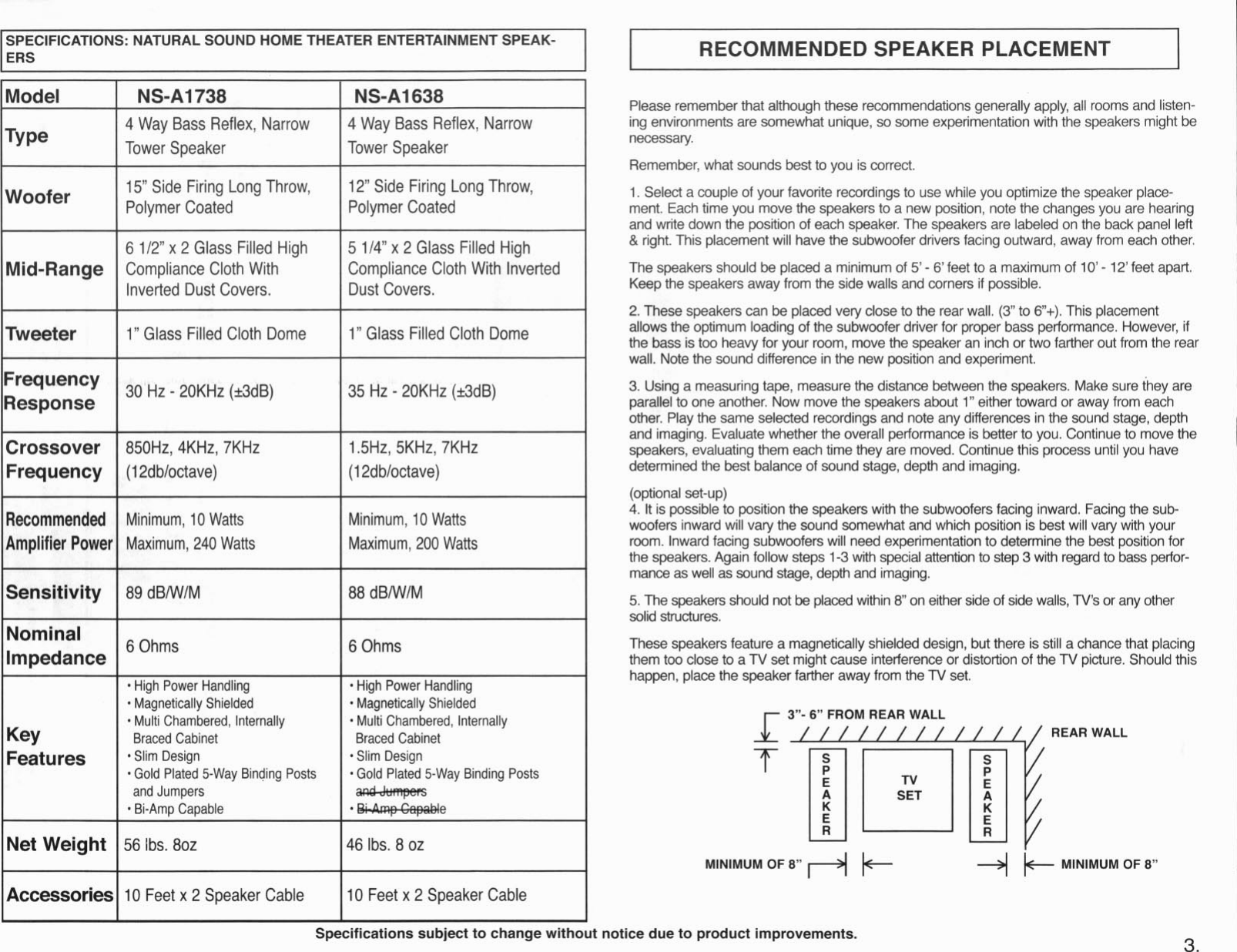 Page 3 of 7 - Yamaha Ns-A1738/1638_1 NS-A1738 Manual