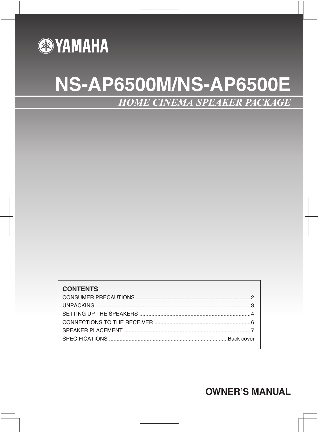 Page 1 of 8 - Yamaha NS-AP6500 NS-AP6500M_E_manual NS-AP6500M E Manual