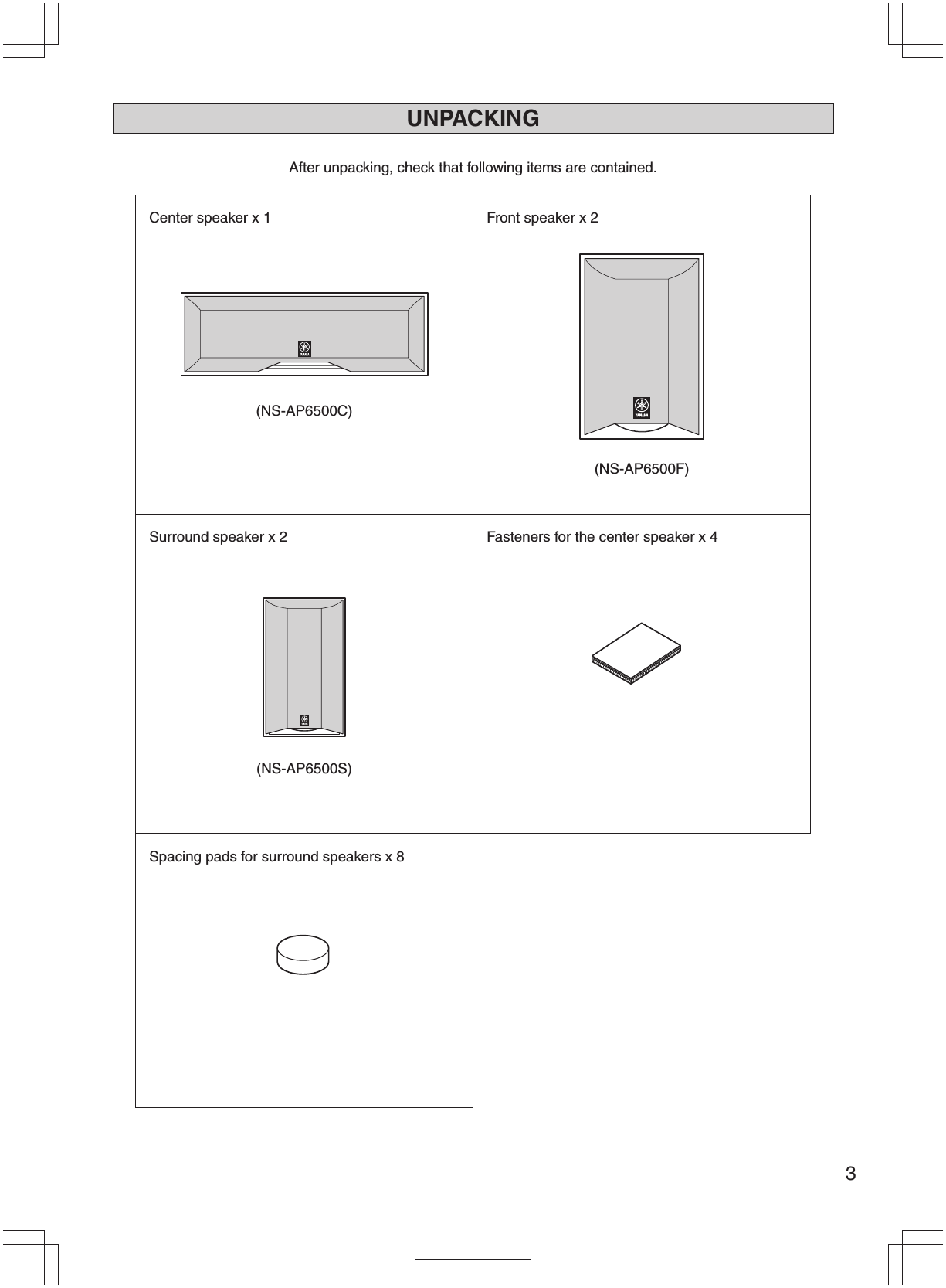 Page 3 of 8 - Yamaha NS-AP6500 NS-AP6500M_E_manual NS-AP6500M E Manual