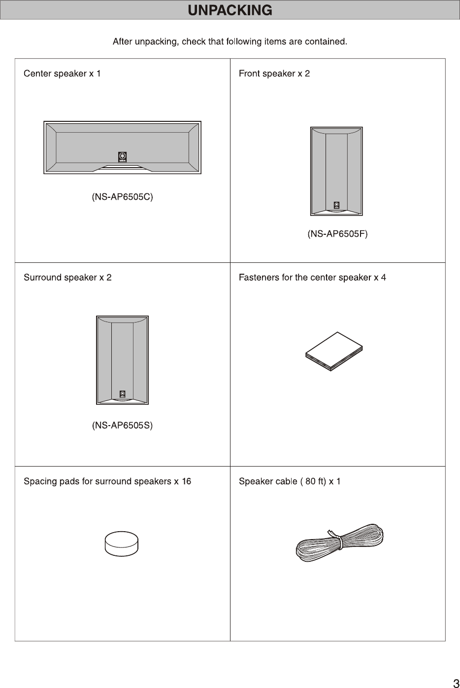 Page 3 of 8 - Yamaha 6505 NS-AP6505 Home Cinema Speaker Package Owners Manual NS-AP6505BL