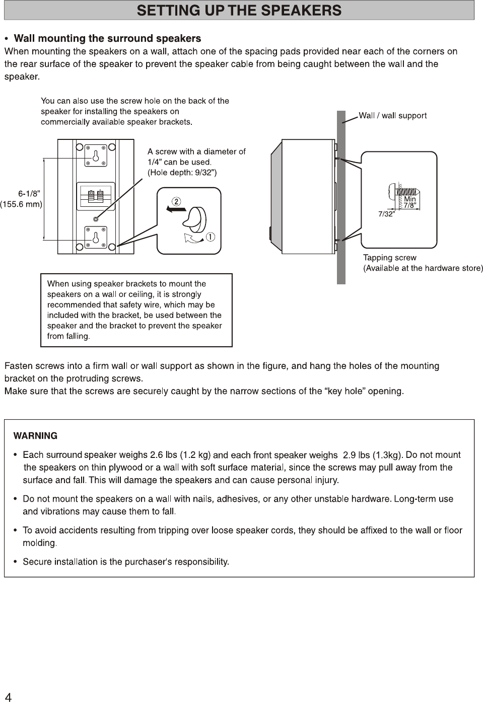 Page 4 of 8 - Yamaha 6505 NS-AP6505 Home Cinema Speaker Package Owners Manual NS-AP6505BL